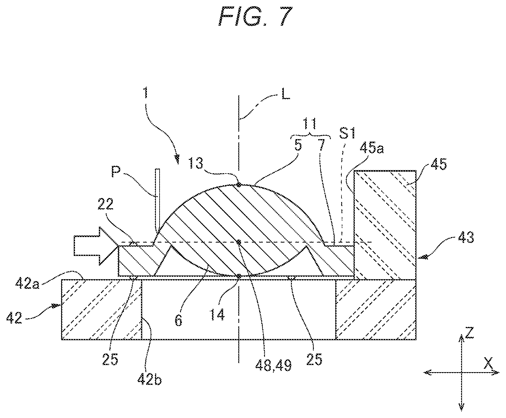 Patent US11815669 Figure 7 – Lens, optical system, projector, and imaging device