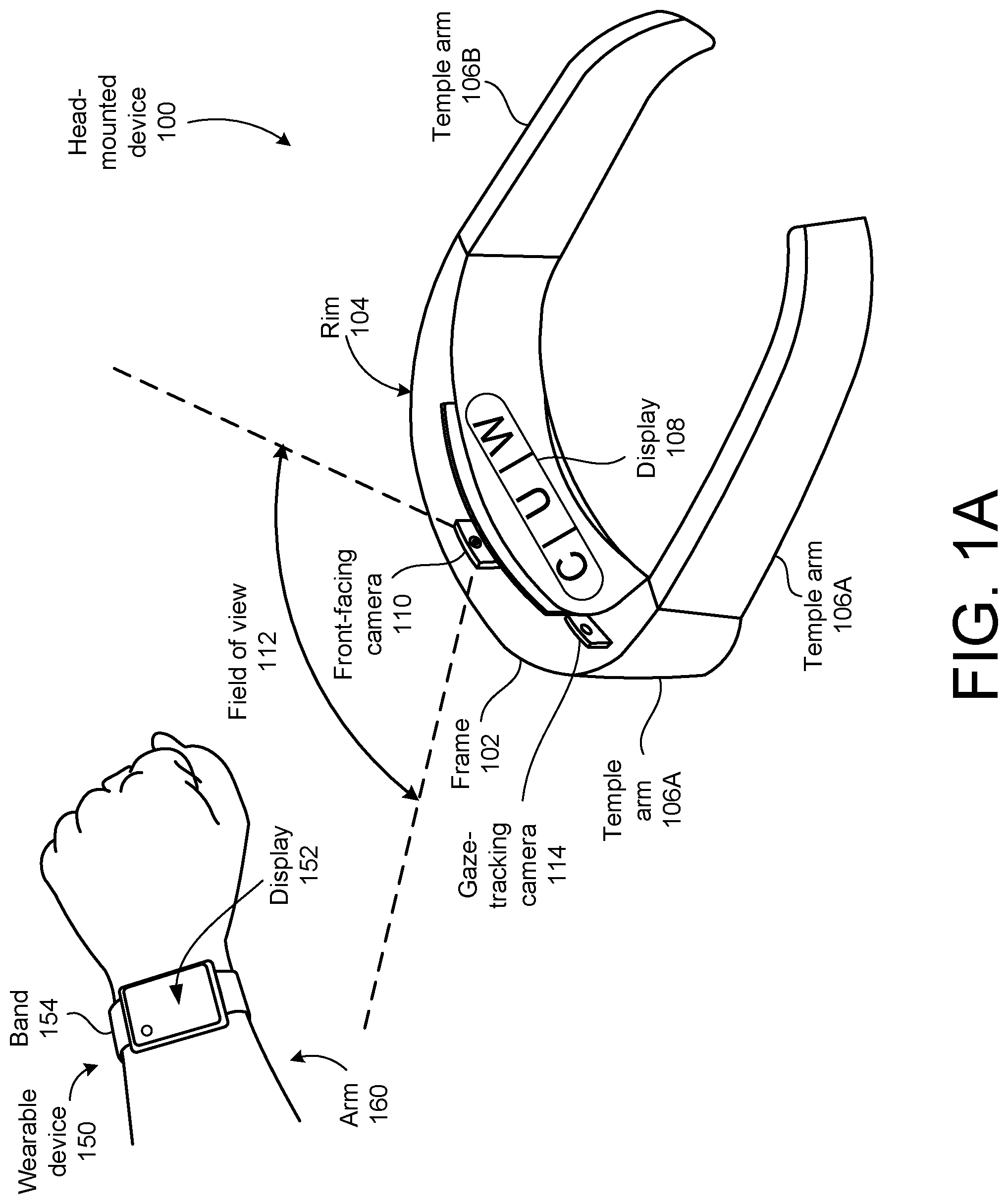 Patent US11815687 Figure 1 – Controlling head-mounted device with gestures into wearable device