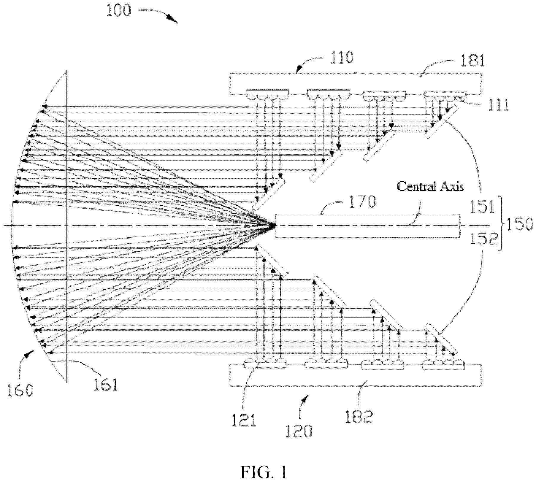 Patent US11815698 Figure 1 – Laser combining apparatus and display device