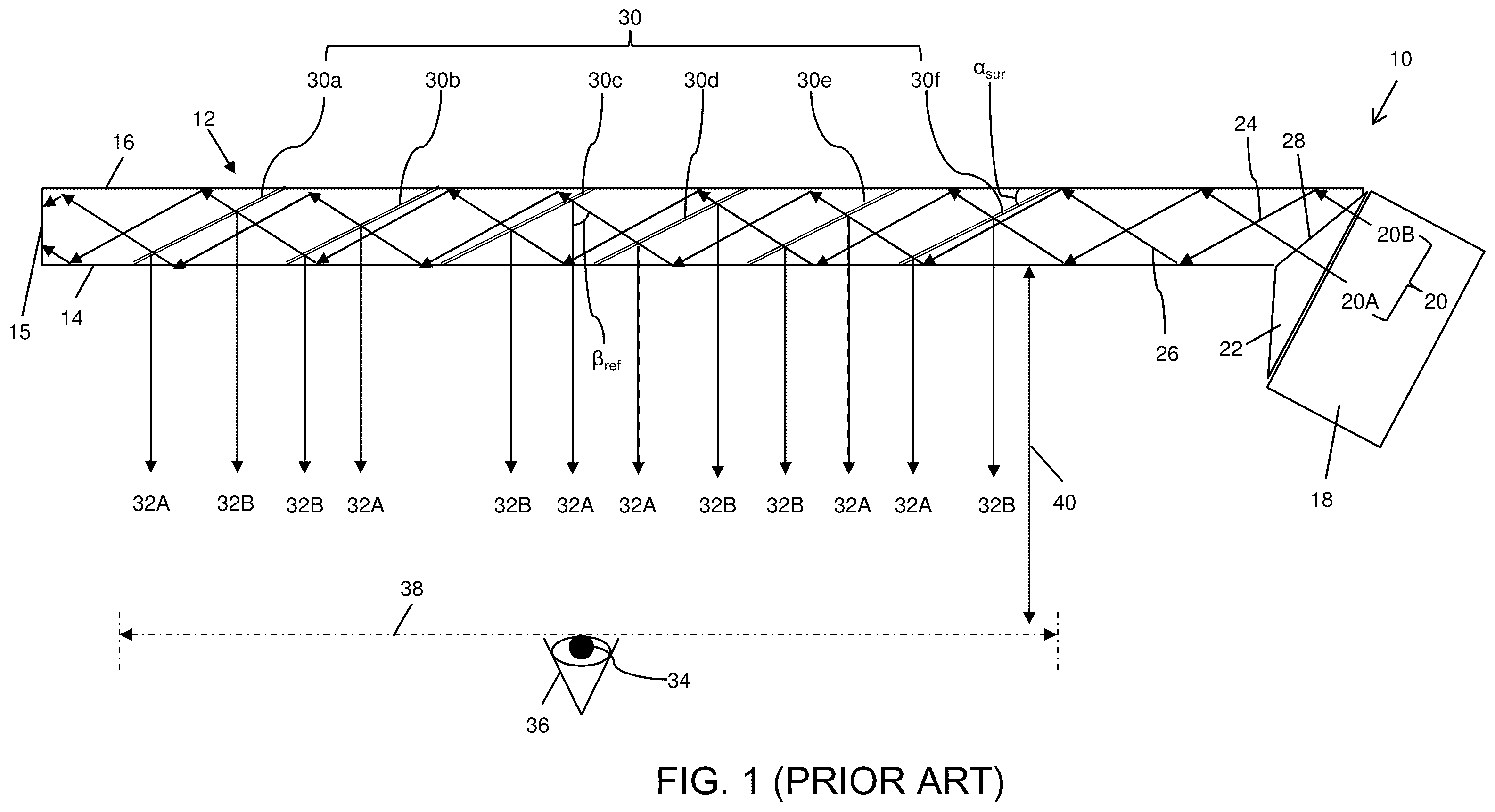 Patent US11815709 Figure 1 – Optical devices for mitigating ghost images