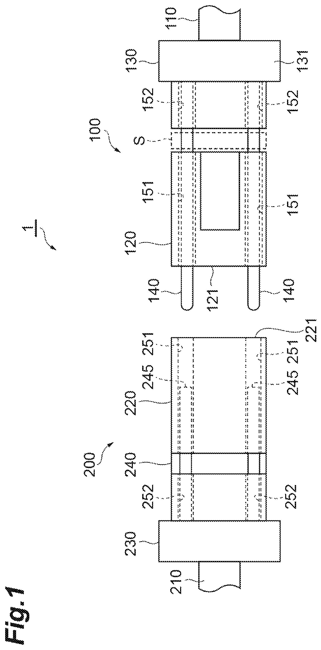 Patent US11815723 Figure 1 – Optical connection structure, optical connector, and optical connecting method