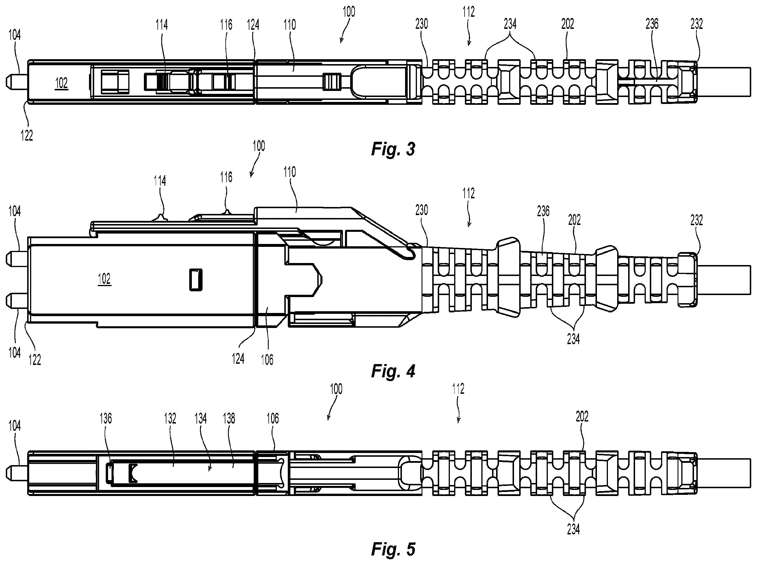 Patent US11815724 Figure 3 – Flexible push-pull boot and crimp body for fiber optic connector