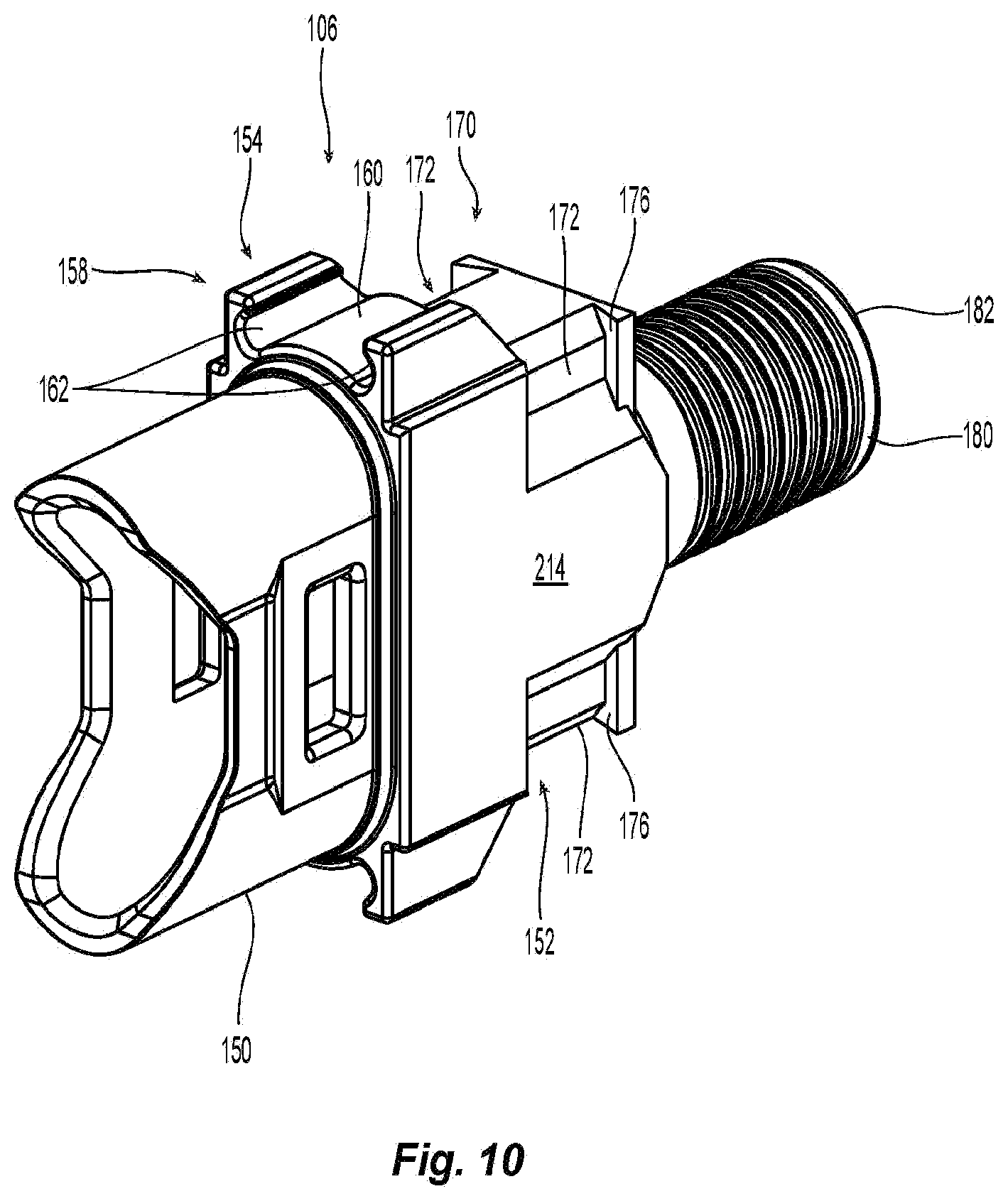 Patent US11815724 Figure 7 – Flexible push-pull boot and crimp body for fiber optic connector