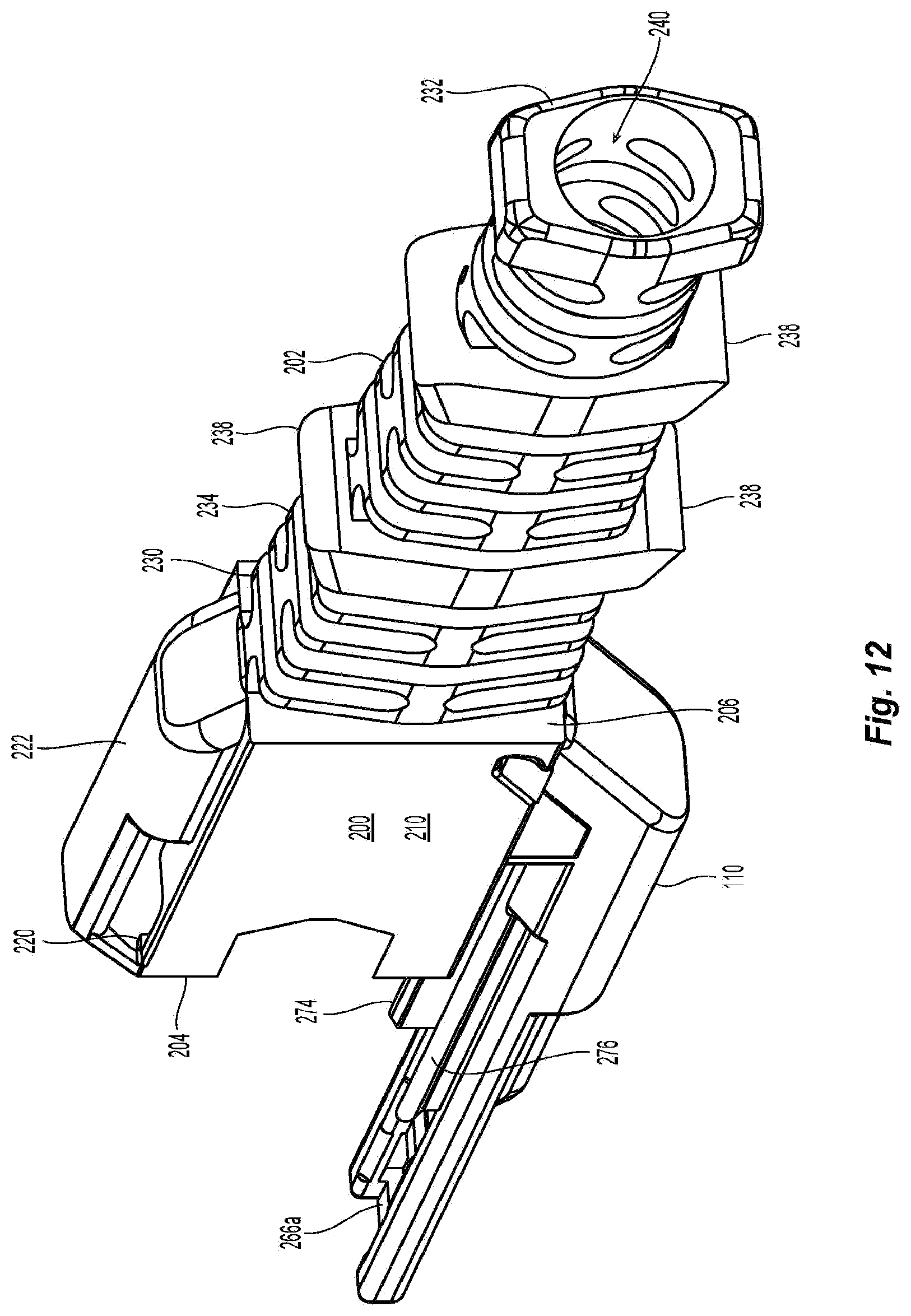 Patent US11815724 Figure 9 – Flexible push-pull boot and crimp body for fiber optic connector