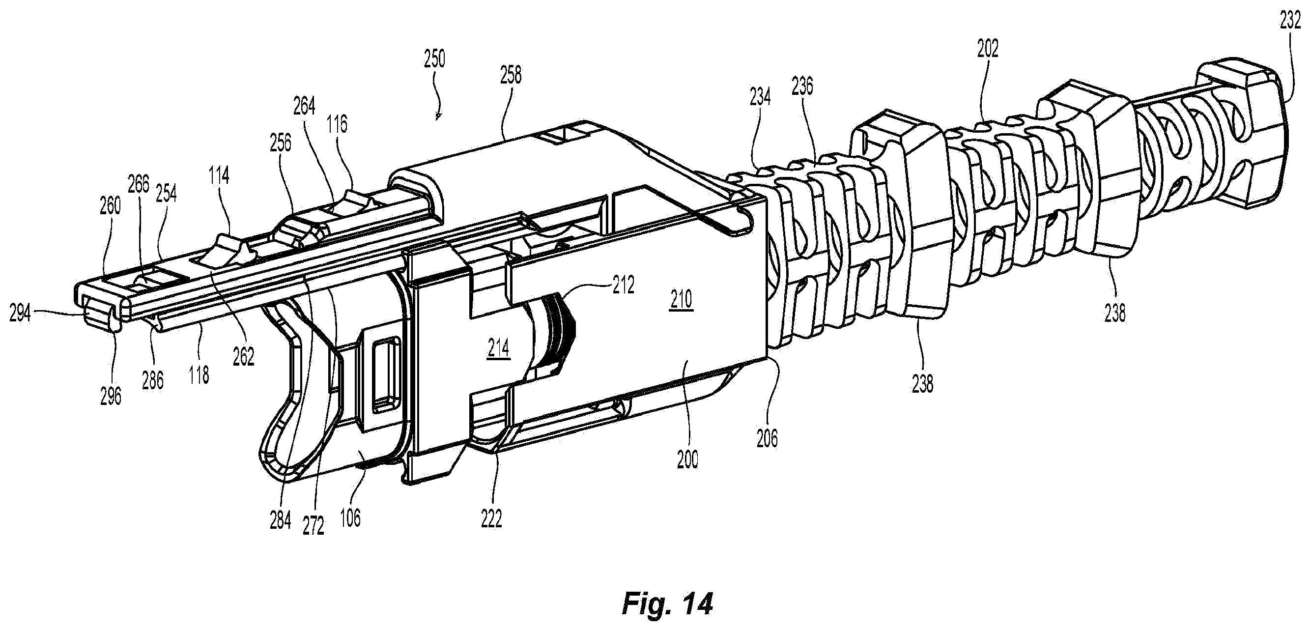 Patent US11815724 Figure 11 – Flexible push-pull boot and crimp body for fiber optic connector