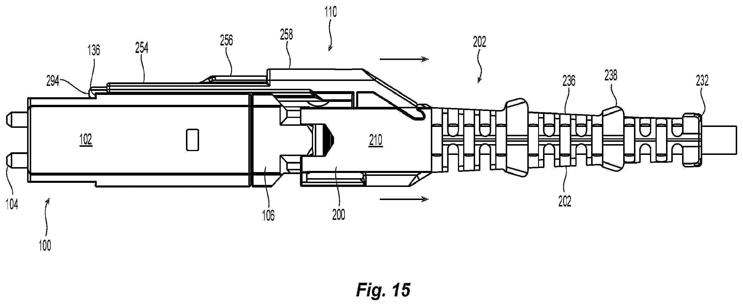 Patent US11815724 Figure 12 – Flexible push-pull boot and crimp body for fiber optic connector