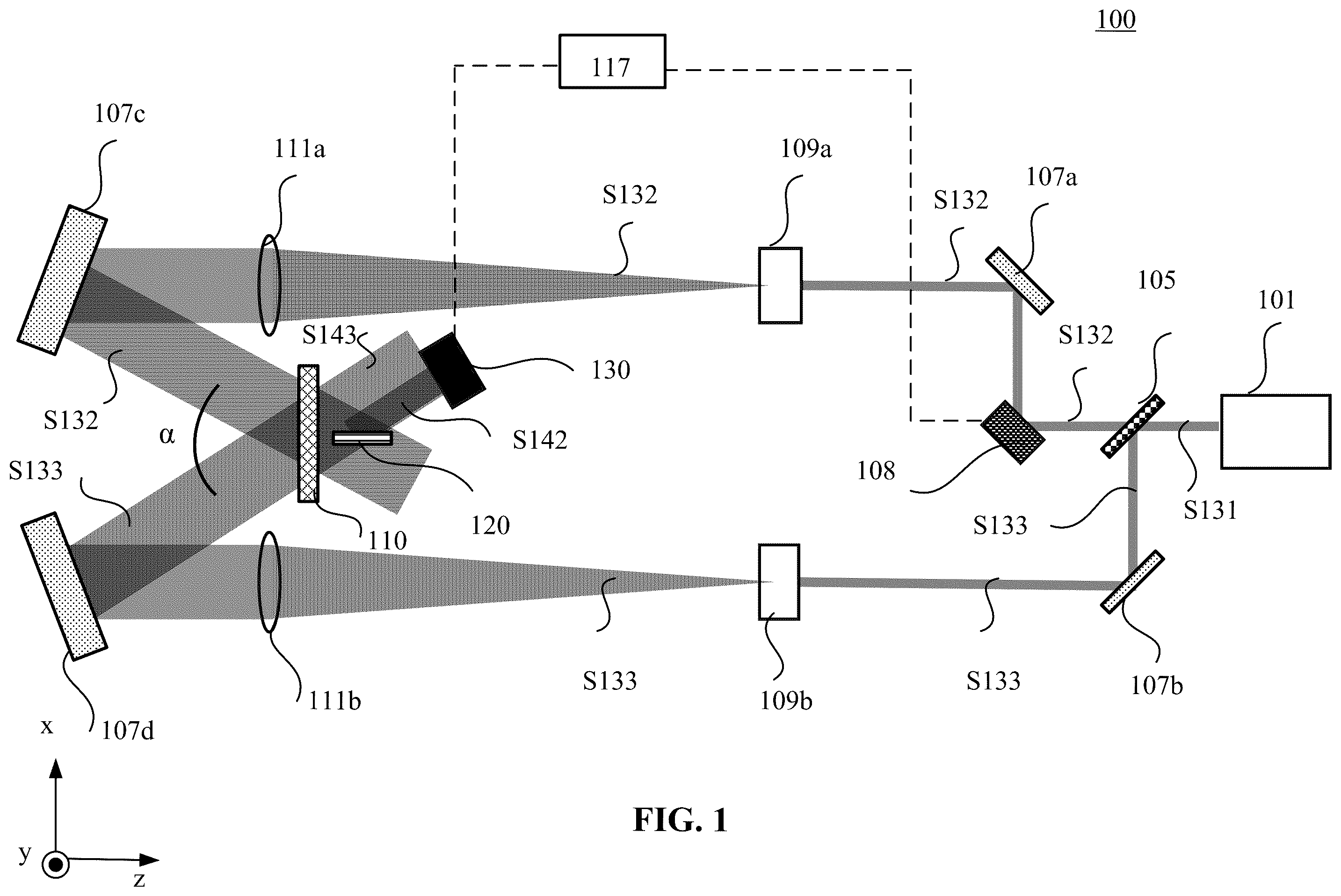 Patent US11815729 Figure 1 – System and method for interference fringe stabilization