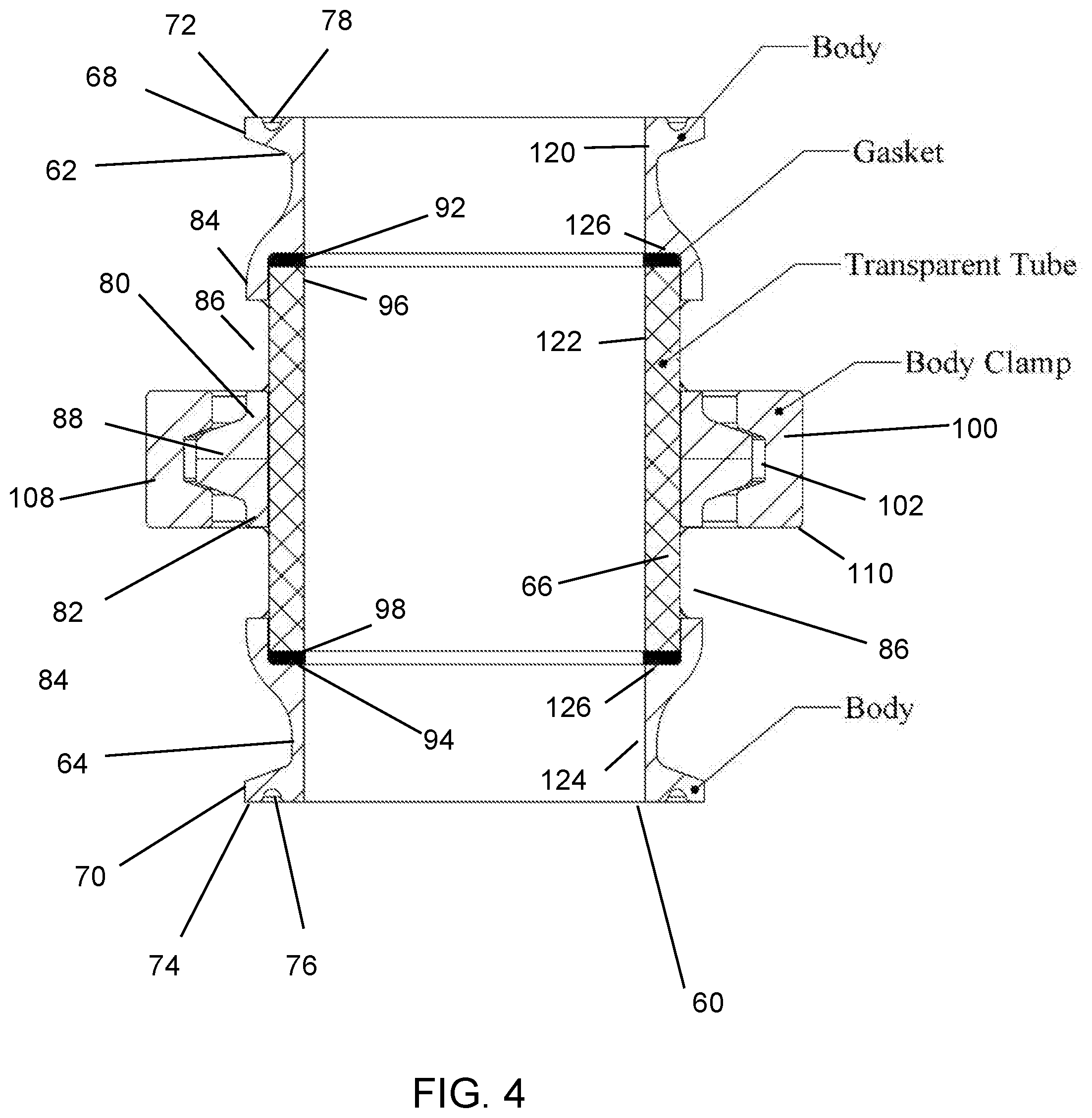 Patent US11815730 Figure 3 – Sanitary in-line sight glass assembly