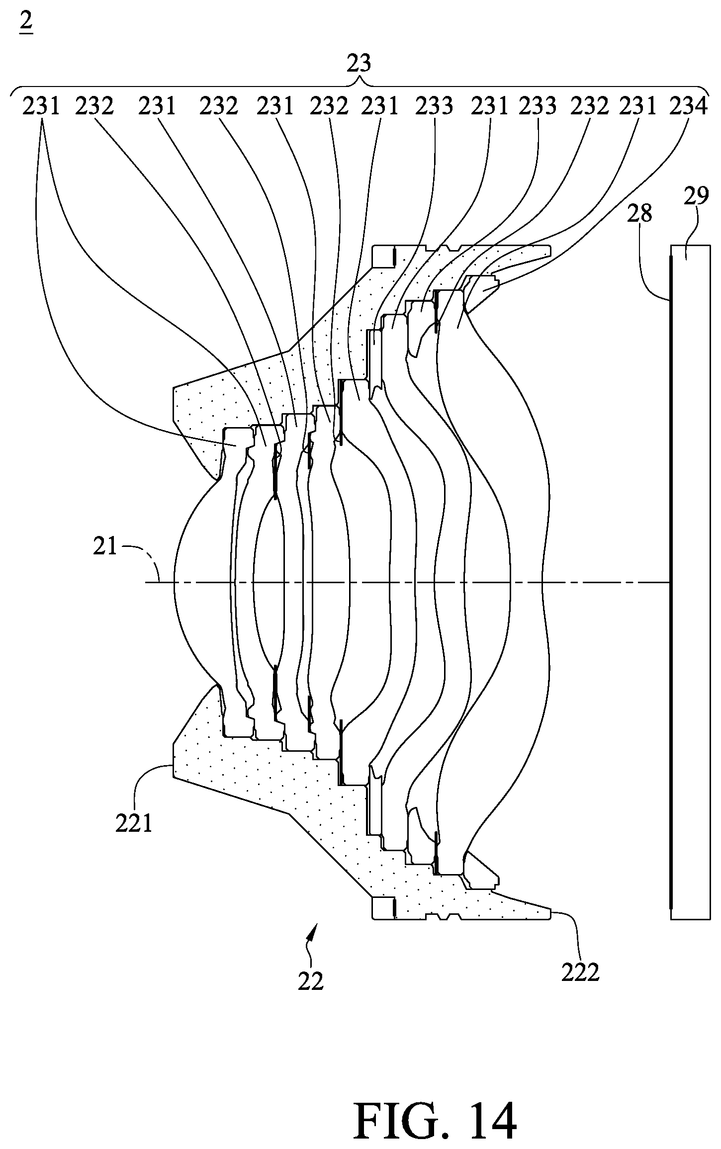 Patent US11815731 Figure 14 – Imaging lens system, camera module and electronic device