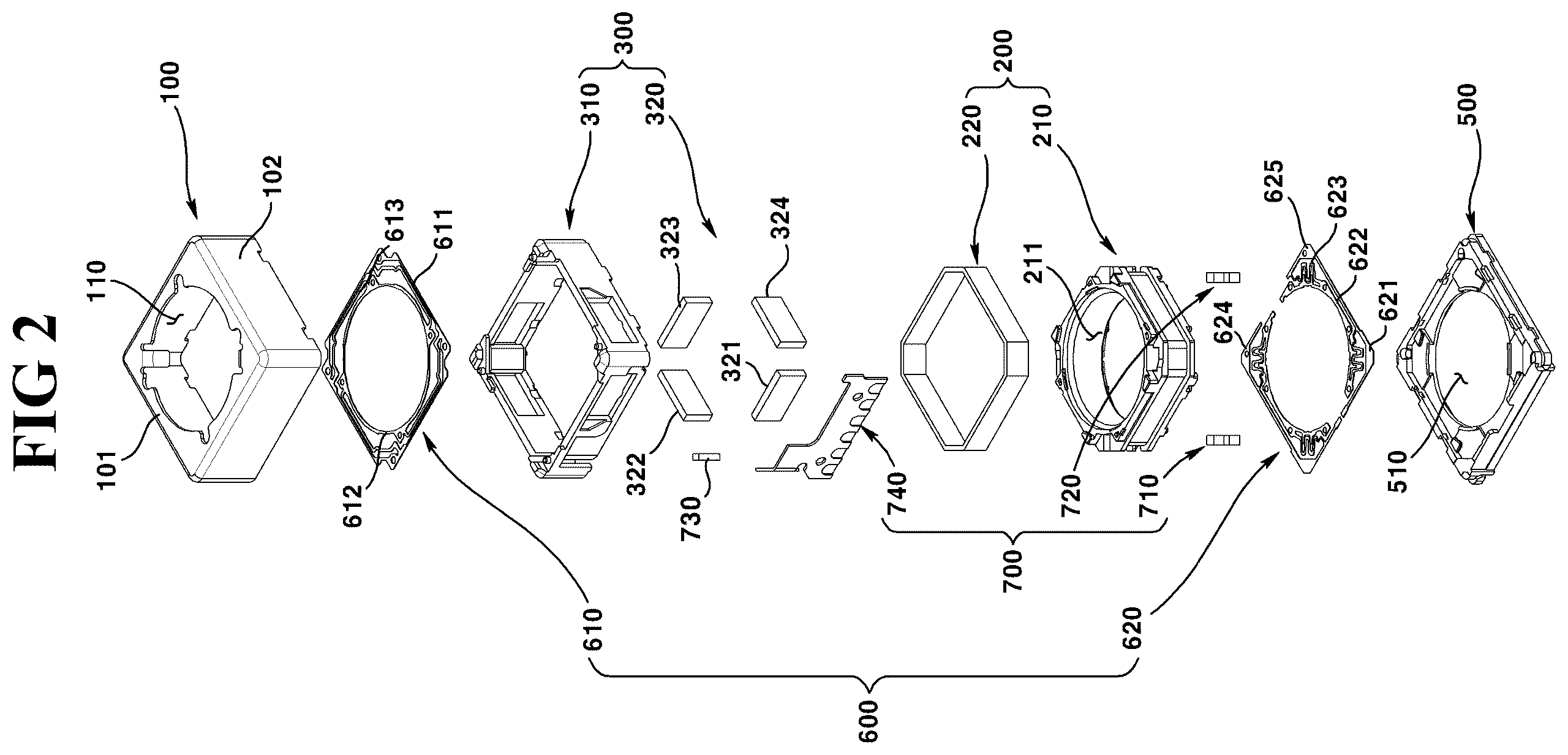 Patent US11815734 Figure 2 – Lens driving device, camera module, and optical device