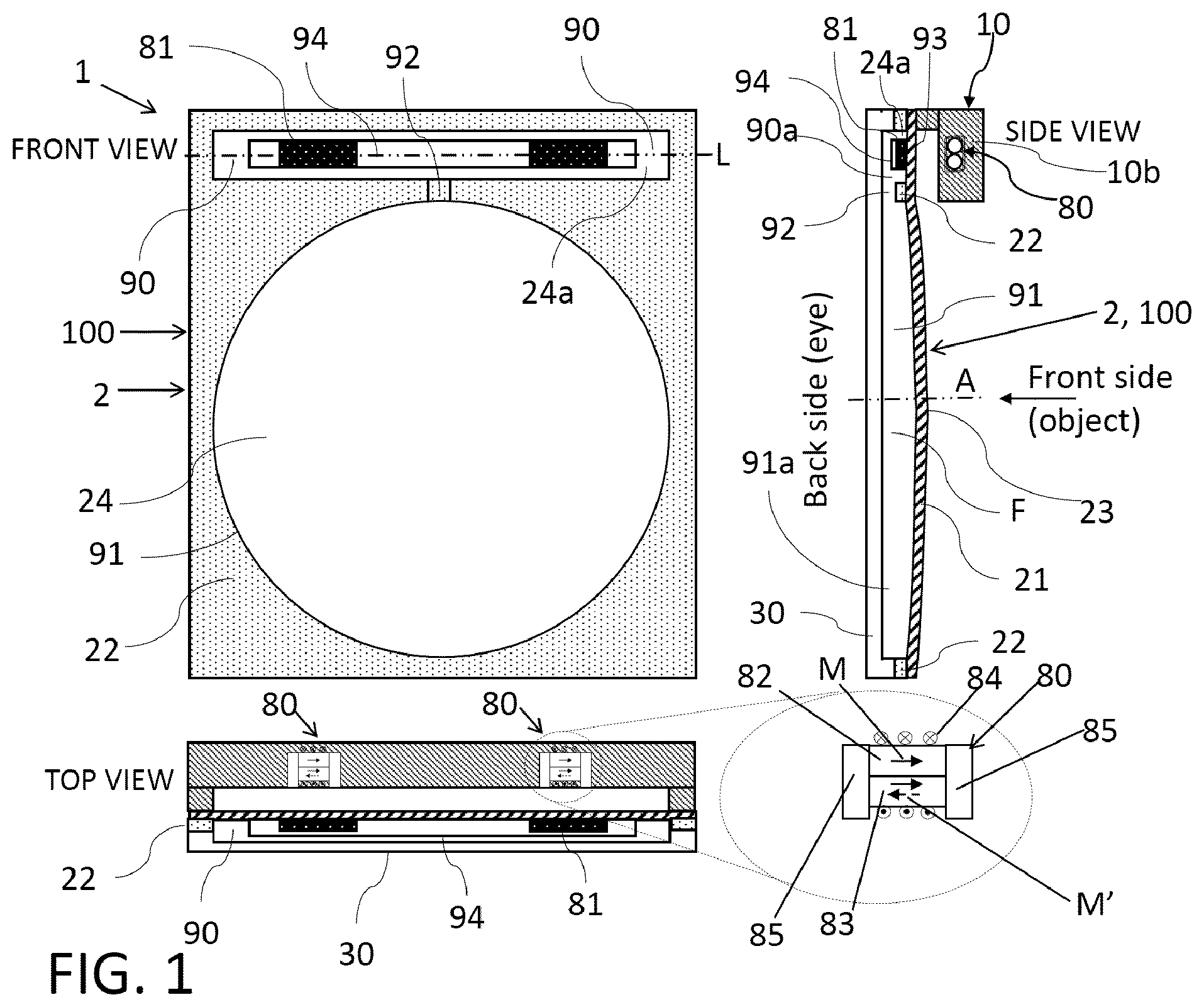 Patent US11815742 Figure 1 – Tunable non-round spectacles with immersed lens shaper