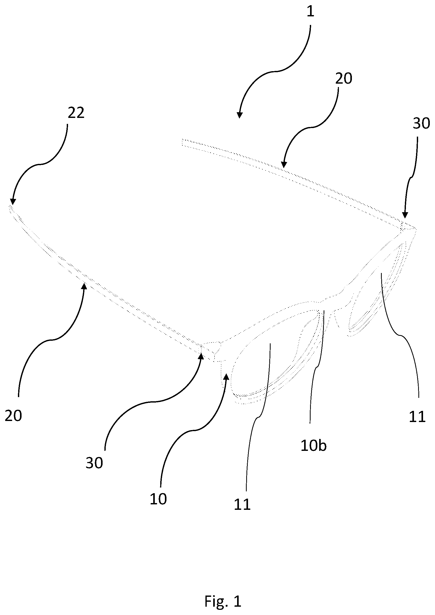 Patent US11815743 — Hinged spectacle frame — Figure 1