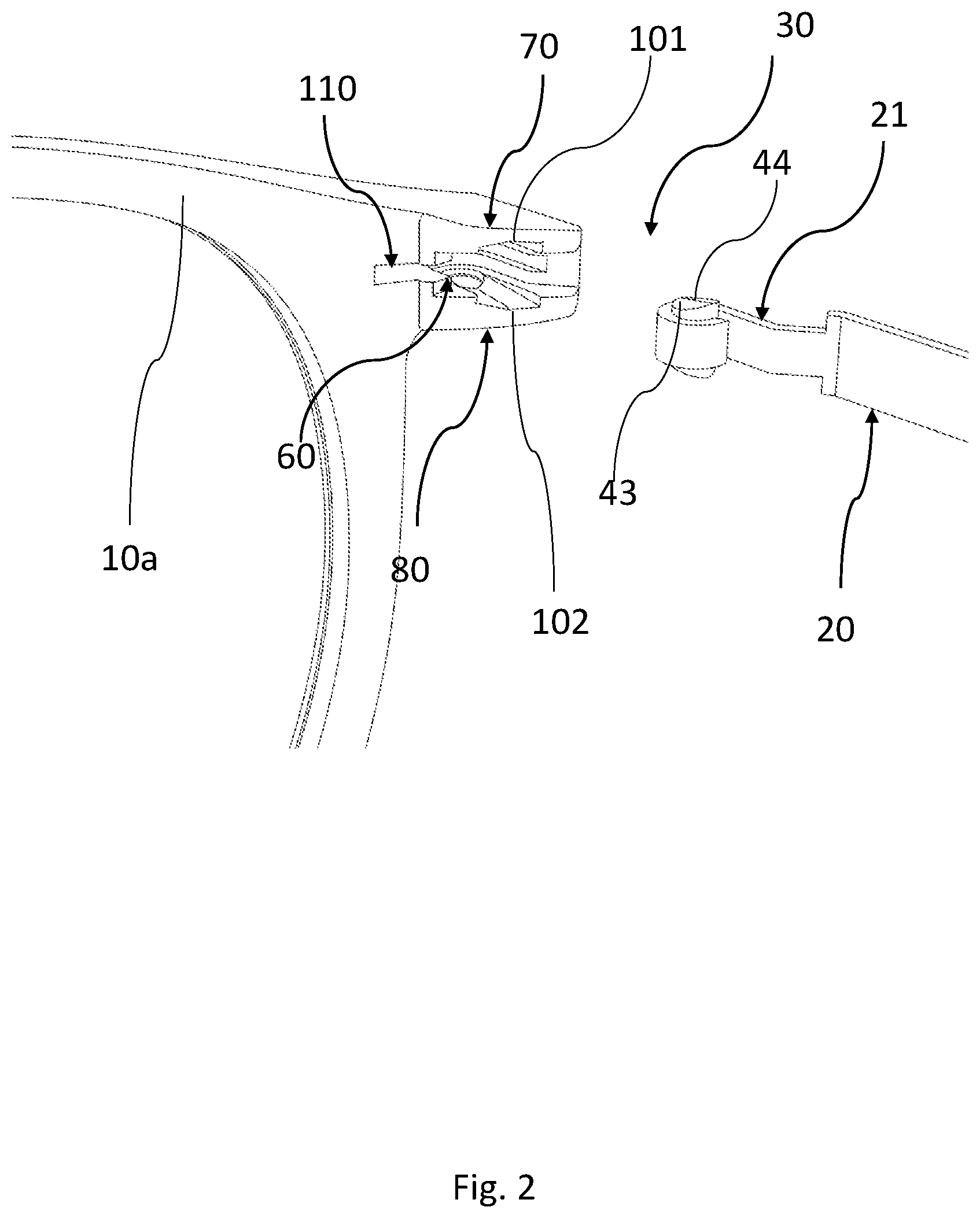 Patent US11815743 Figure 2 – Hinged spectacle frame