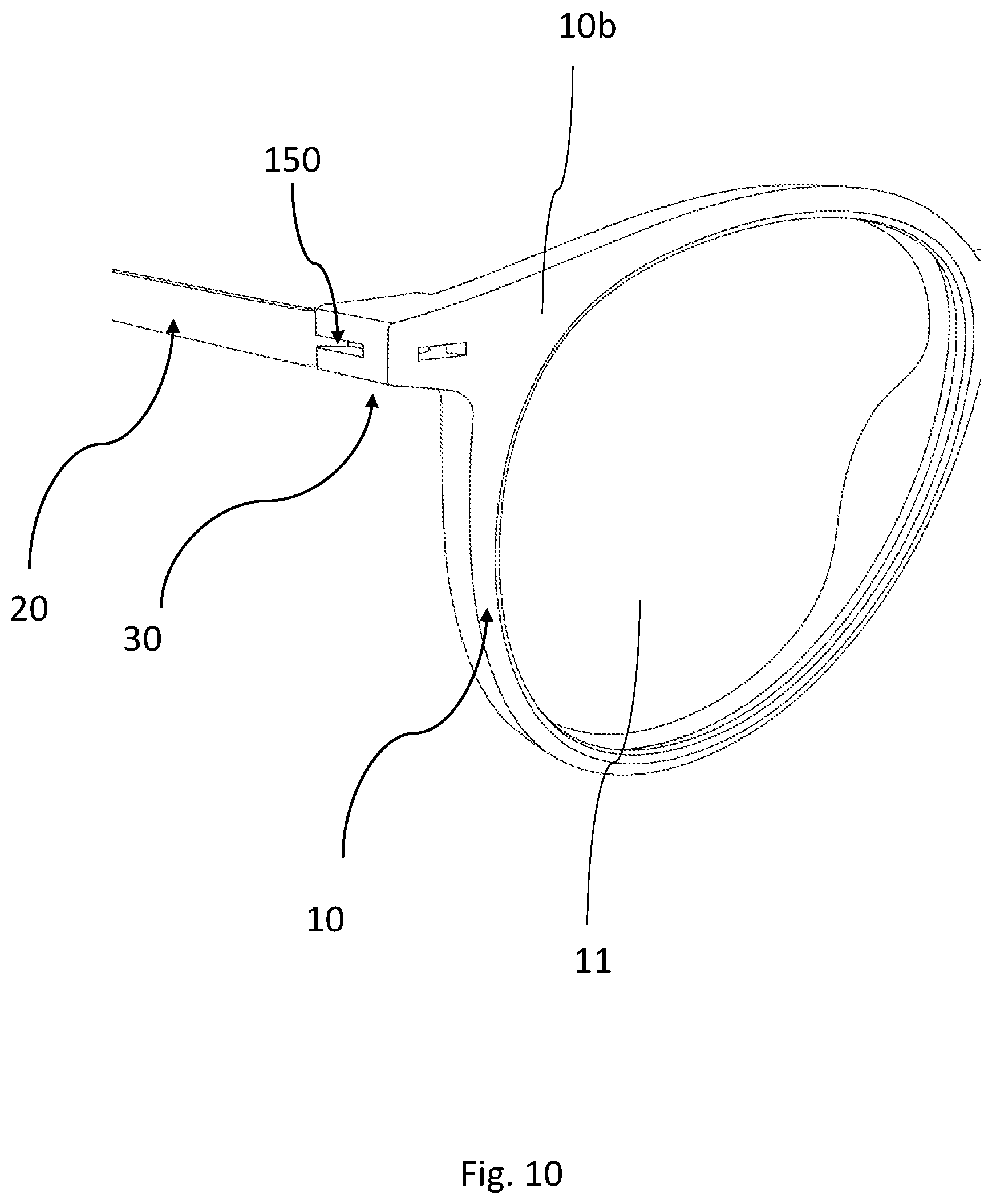 Patent US11815743 Figure 10 – Hinged spectacle frame