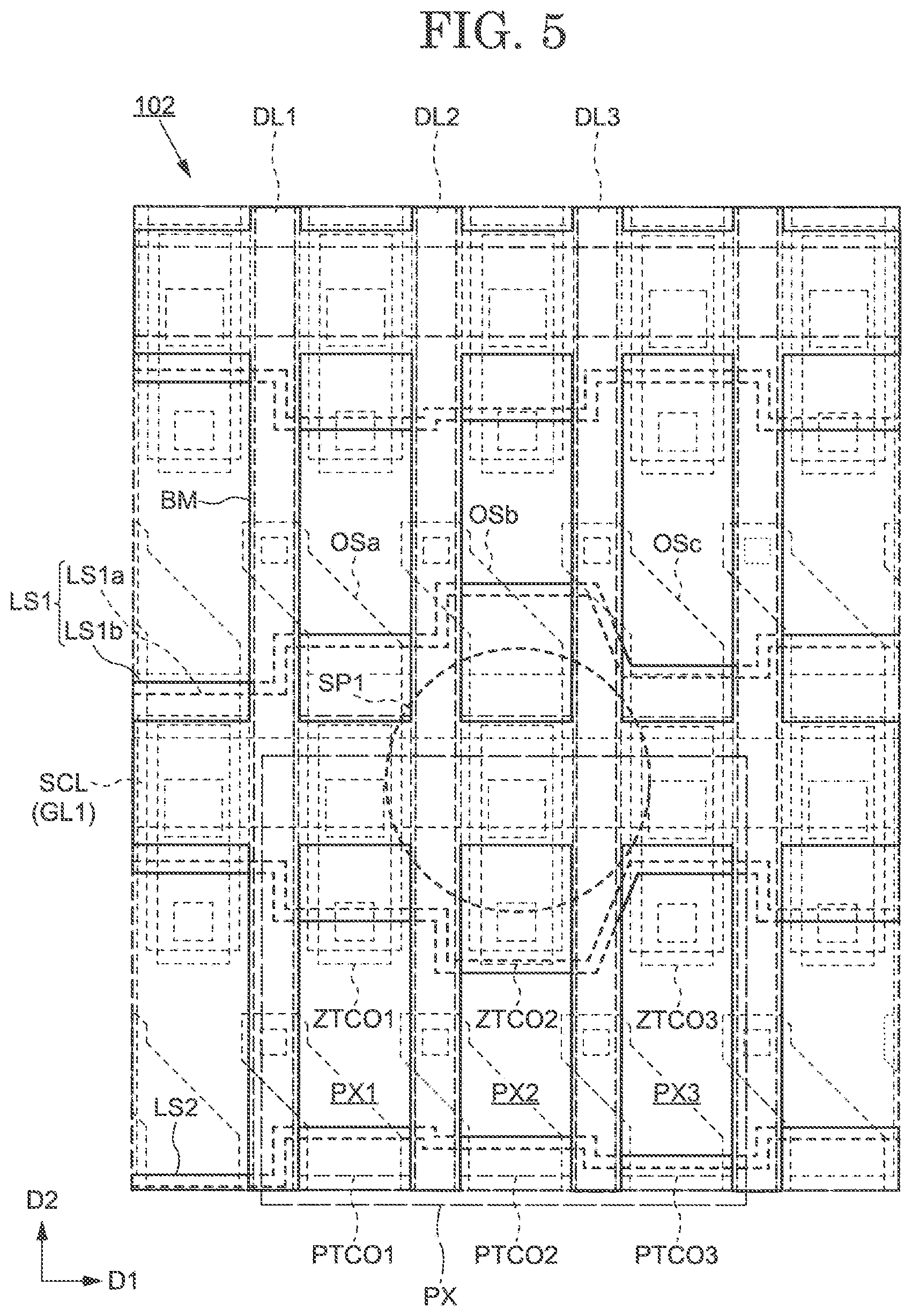 Patent US11815770 Figure 5 – Display device and array substrate