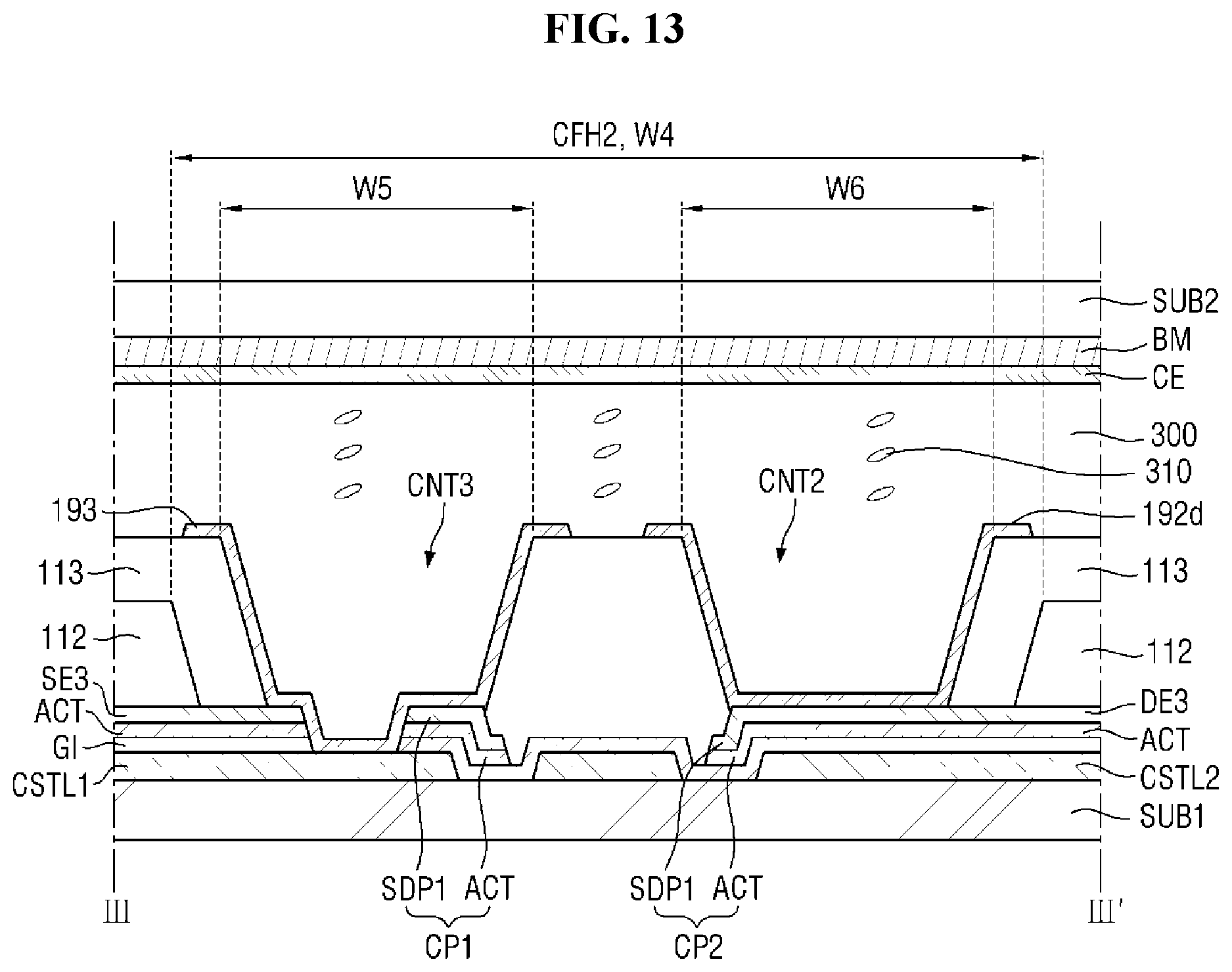 Patent US11815772 Figure 13 – Display device including first and second switching elements