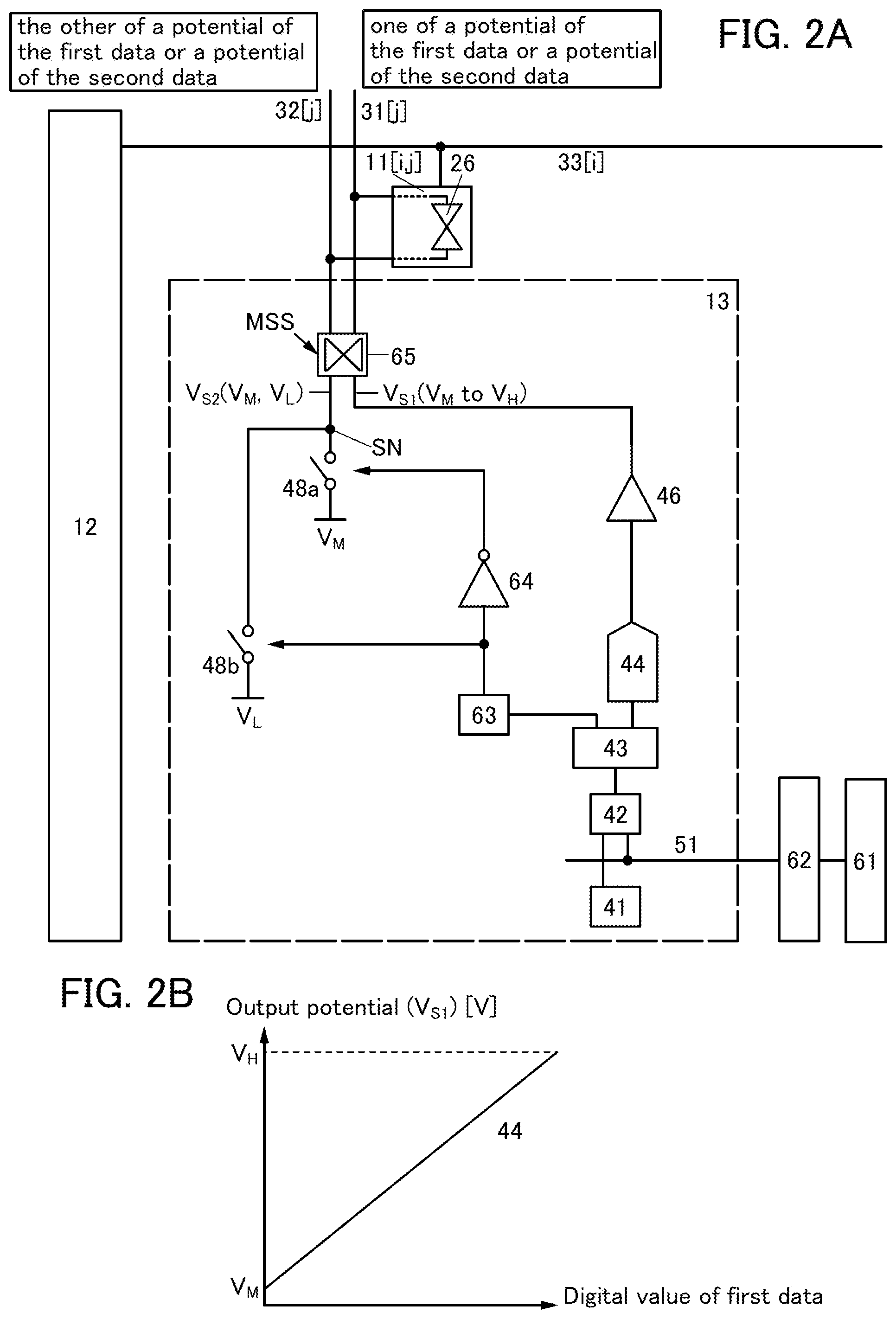 Patent US11815775 Figure 2 – Display apparatus having pixels connected to first and second wirings set to different potentials