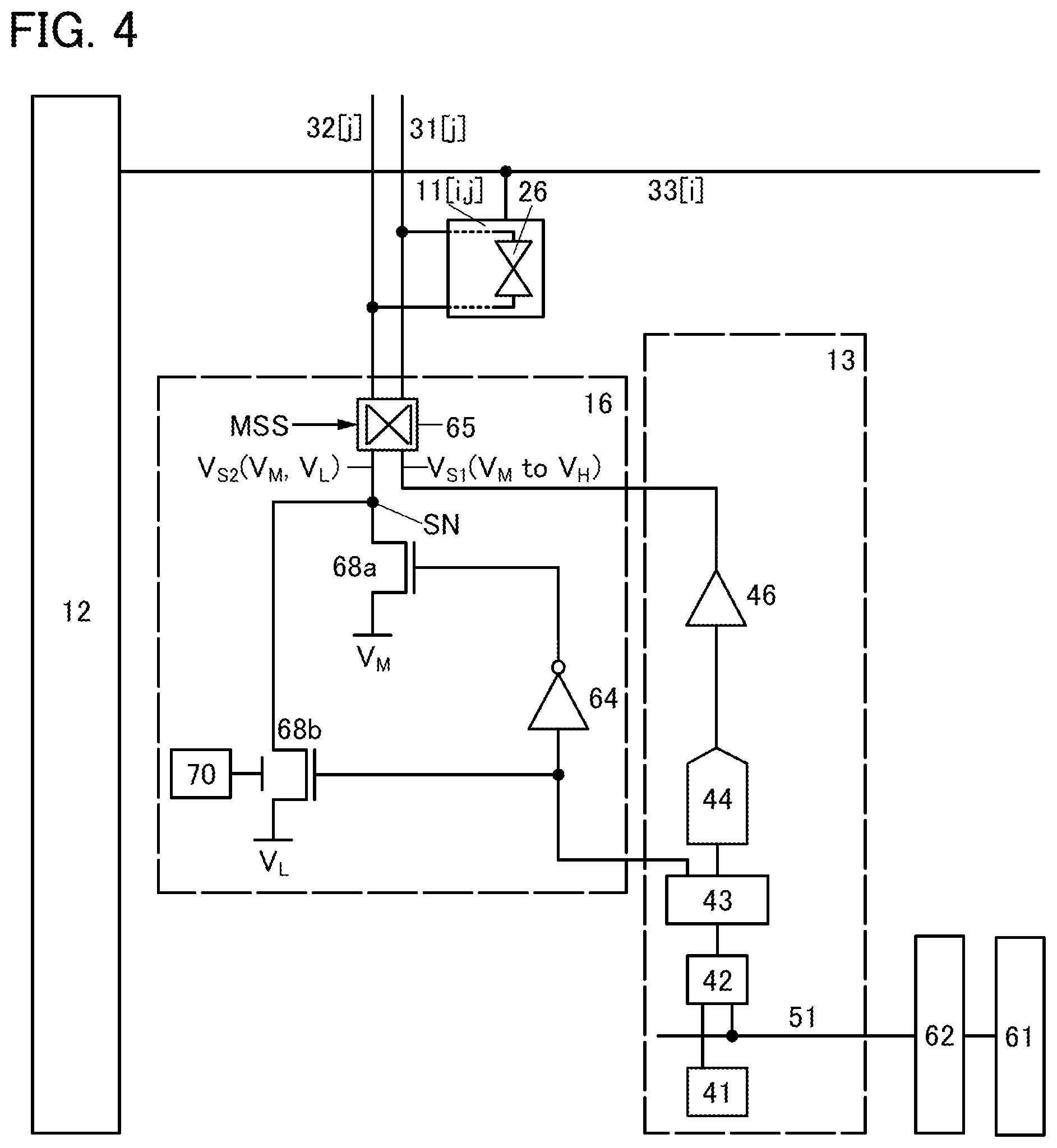 Patent US11815775 Figure 4 – Display apparatus having pixels connected to first and second wirings set to different potentials
