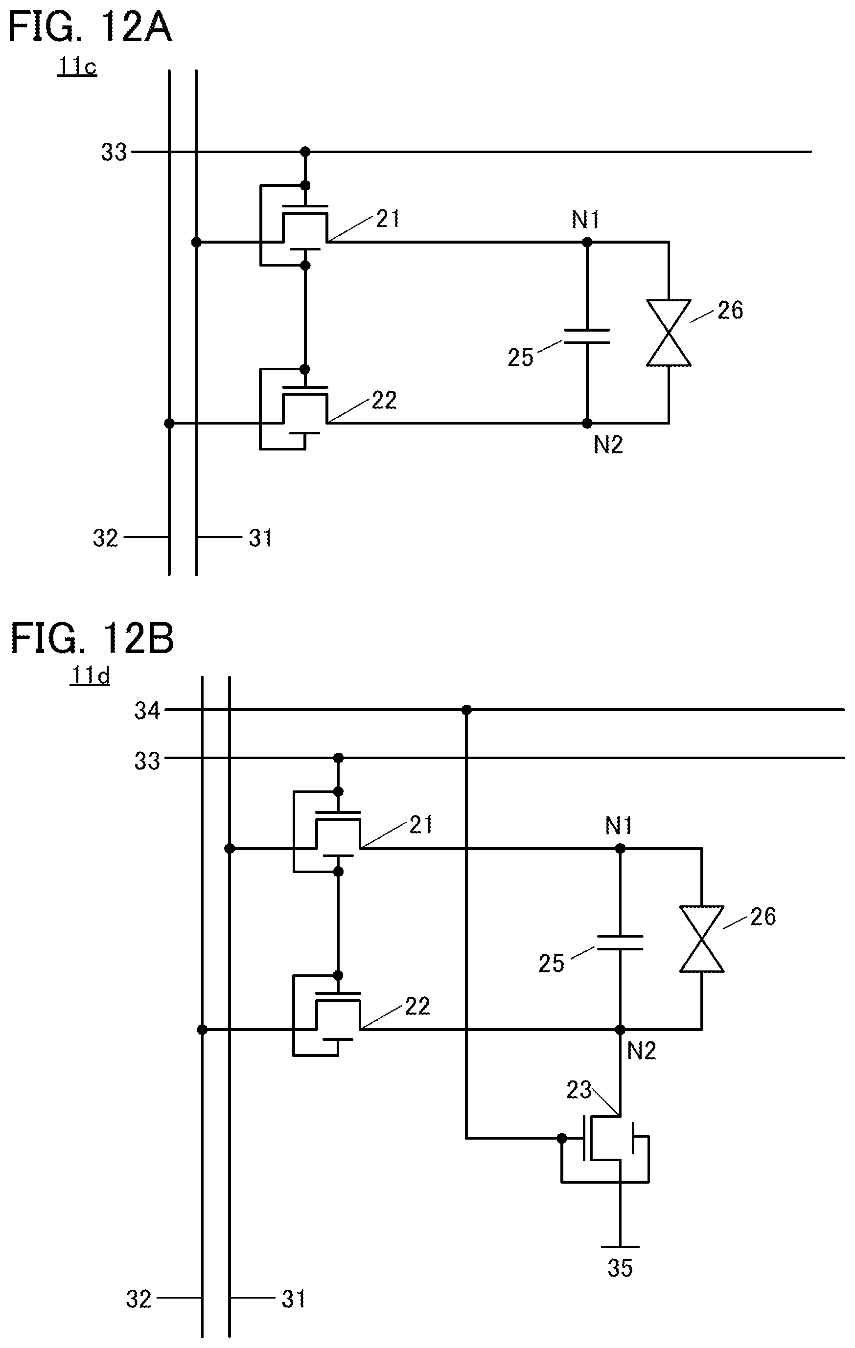 Patent US11815775 Figure 12 – Display apparatus having pixels connected to first and second wirings set to different potentials