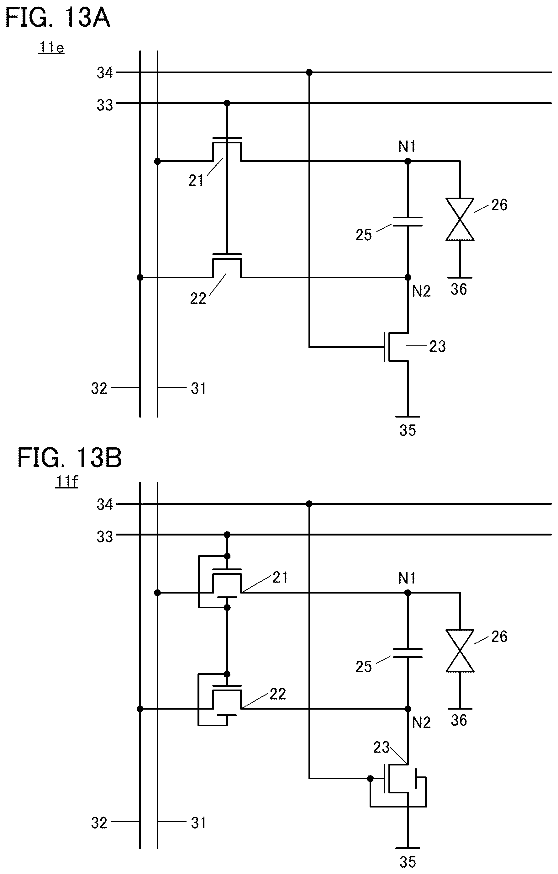 Patent US11815775 Figure 13 – Display apparatus having pixels connected to first and second wirings set to different potentials