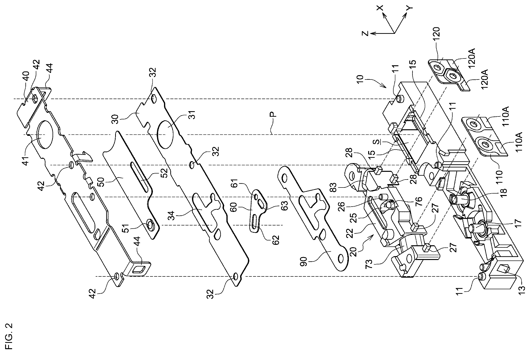 Patent US11815786 Figure 2 – Blade open-close device and electronic device