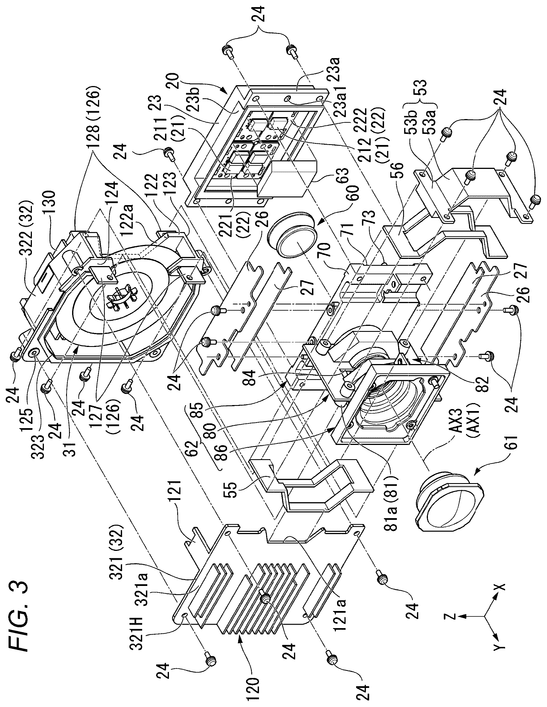 Patent US11815797 Figure 3 – Light source device and projector