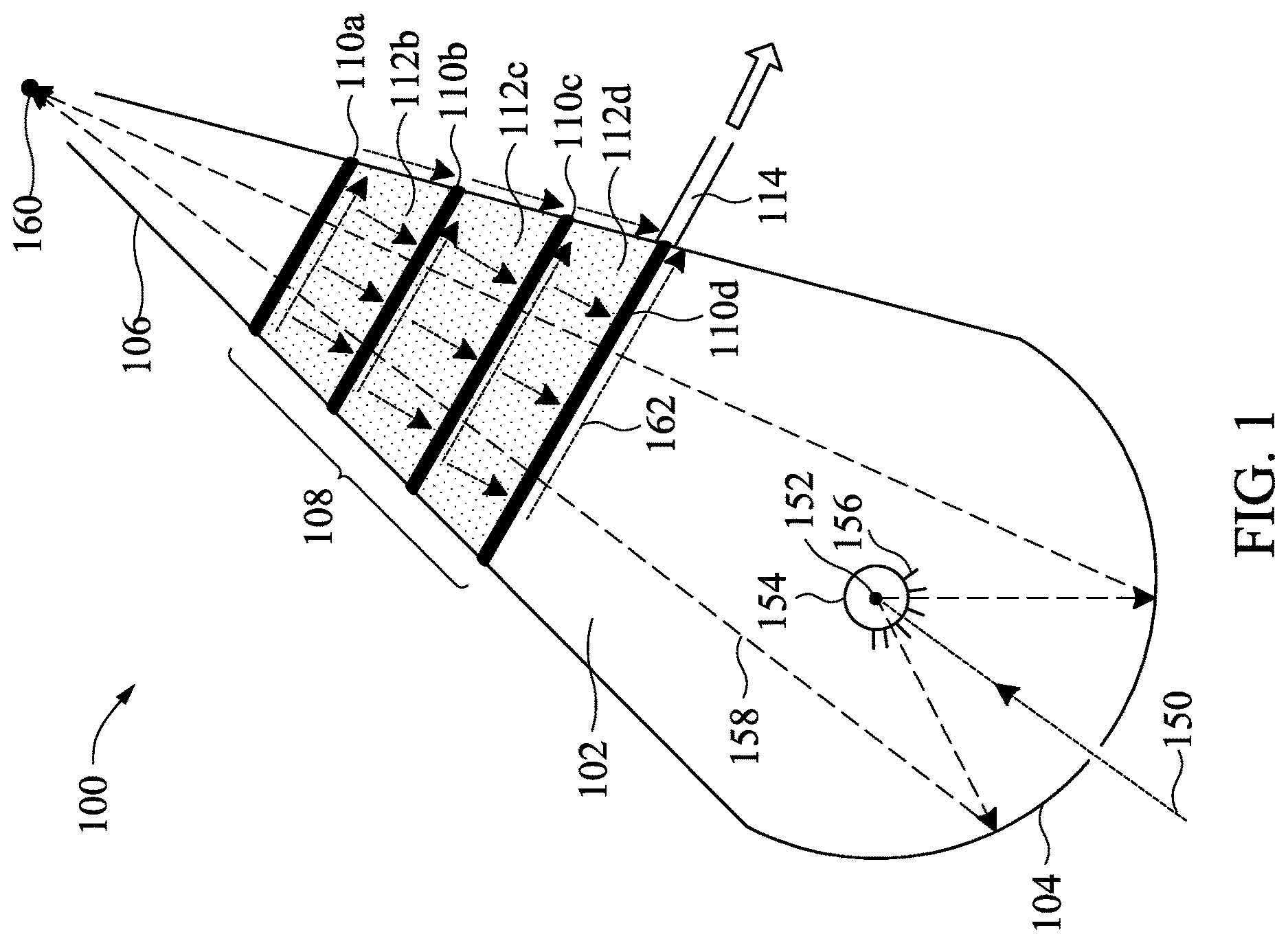 Patent US11815821 Figure 1 – Module vessel with scrubber gutters sized to prevent overflow