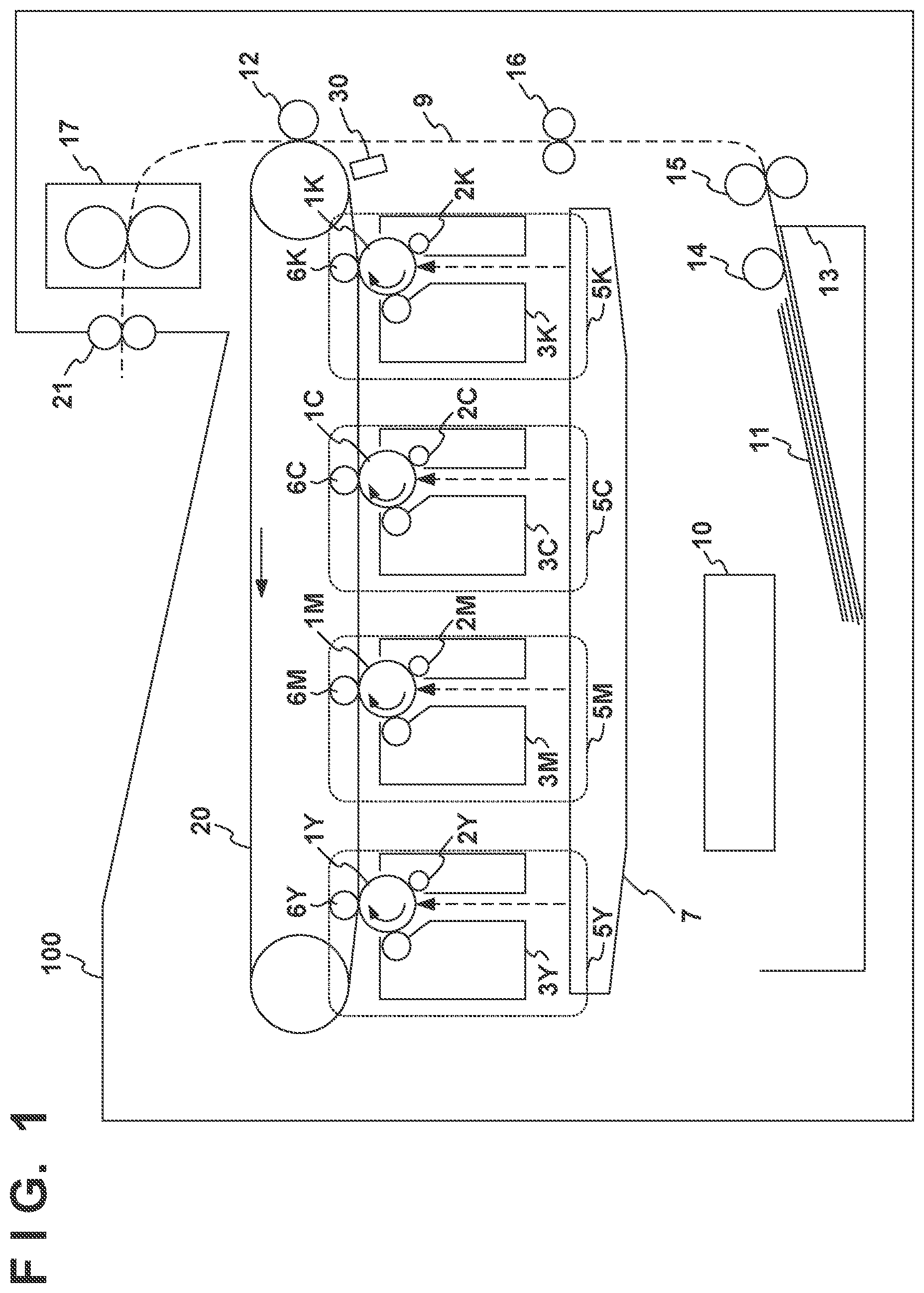 Patent US11815824 Figure 1 – Image forming apparatus that generates test image group having plurality of test images