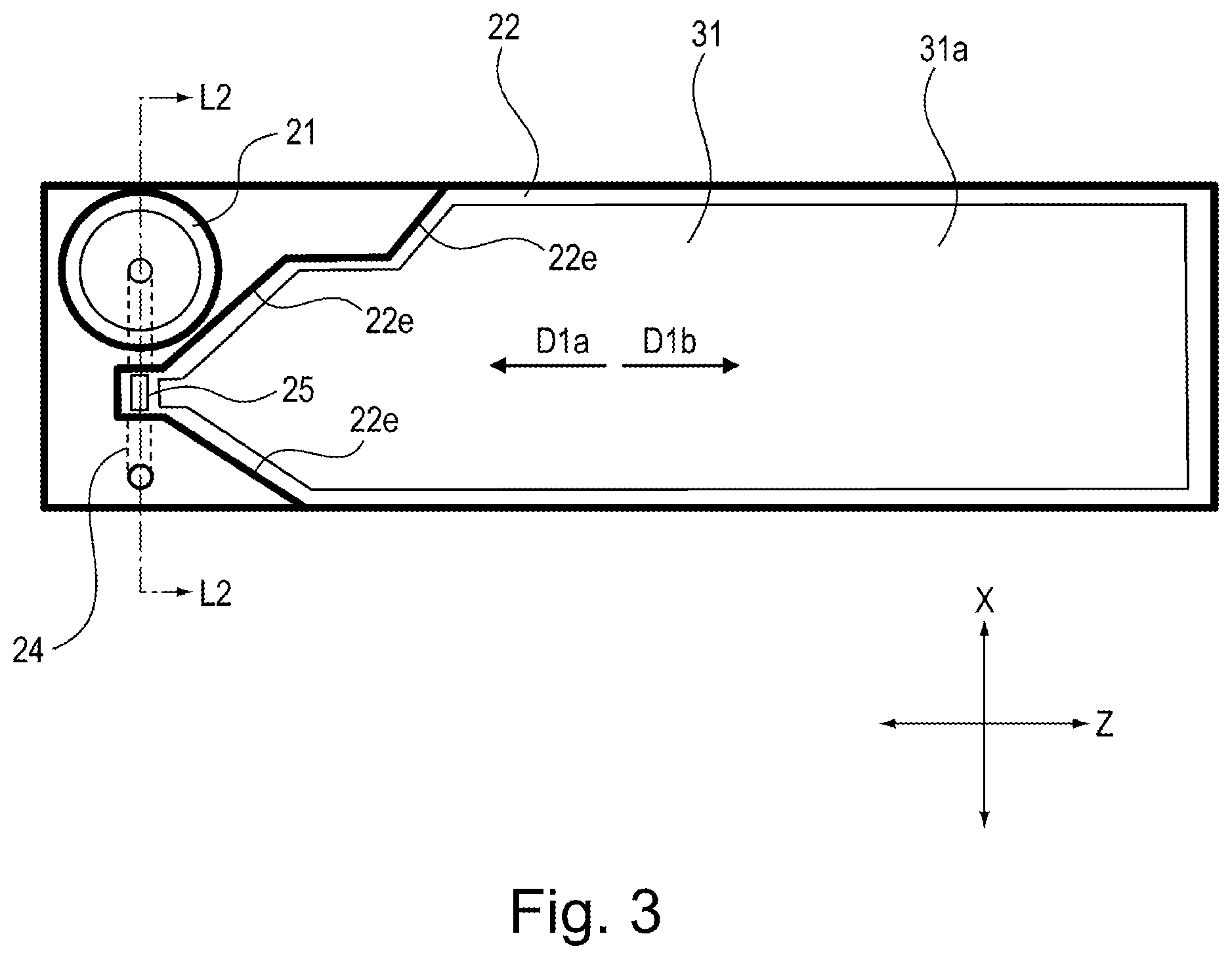 Patent US11815830 Figure 3 – Toner cartridge having a variable volume pump and a feeding path from the pump portion to a discharge opening
