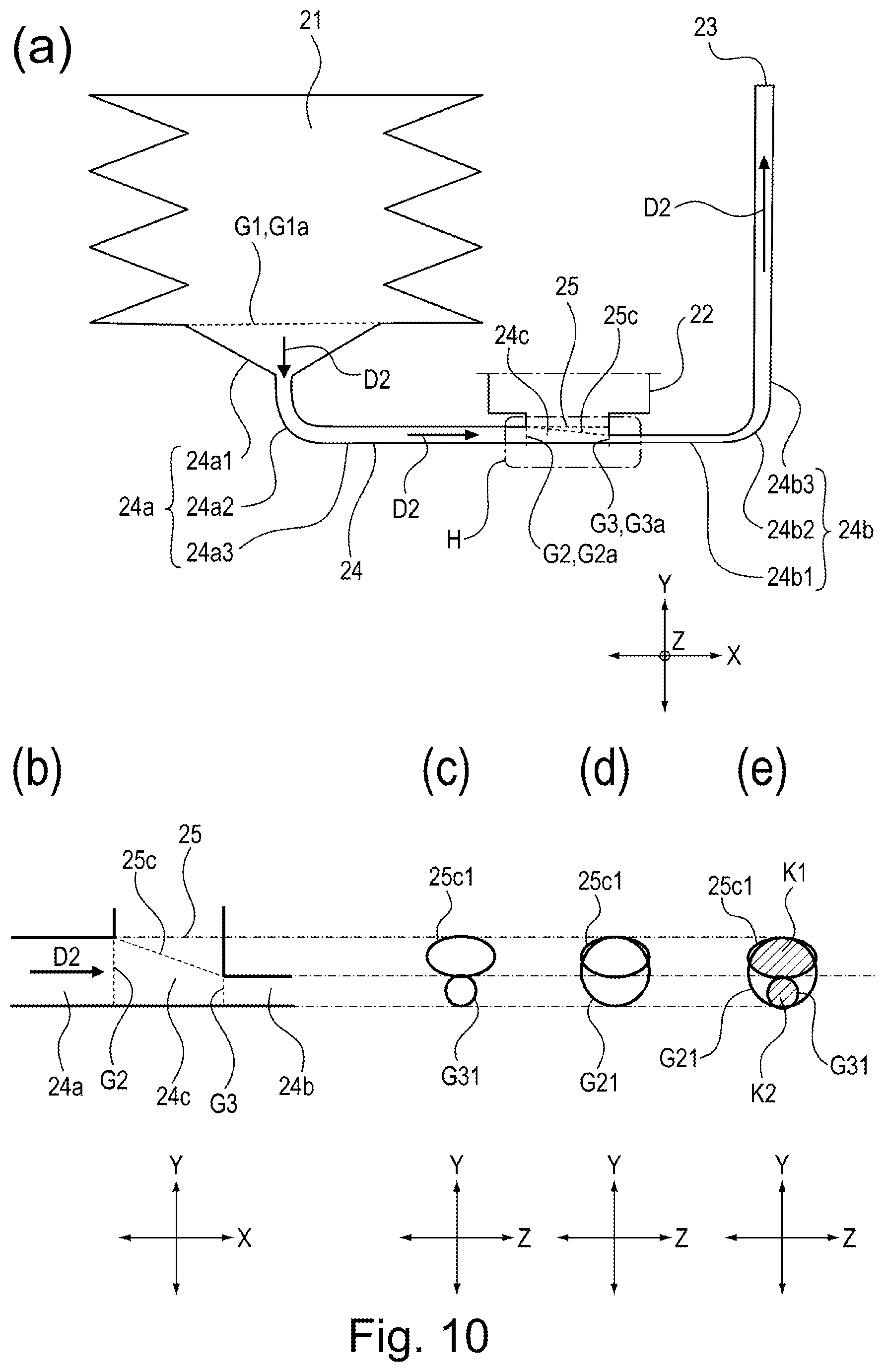 Patent US11815830 Figure 10 – Toner cartridge having a variable volume pump and a feeding path from the pump portion to a discharge opening
