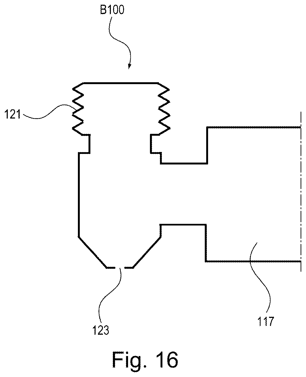 Patent US11815830 Figure 16 – Toner cartridge having a variable volume pump and a feeding path from the pump portion to a discharge opening