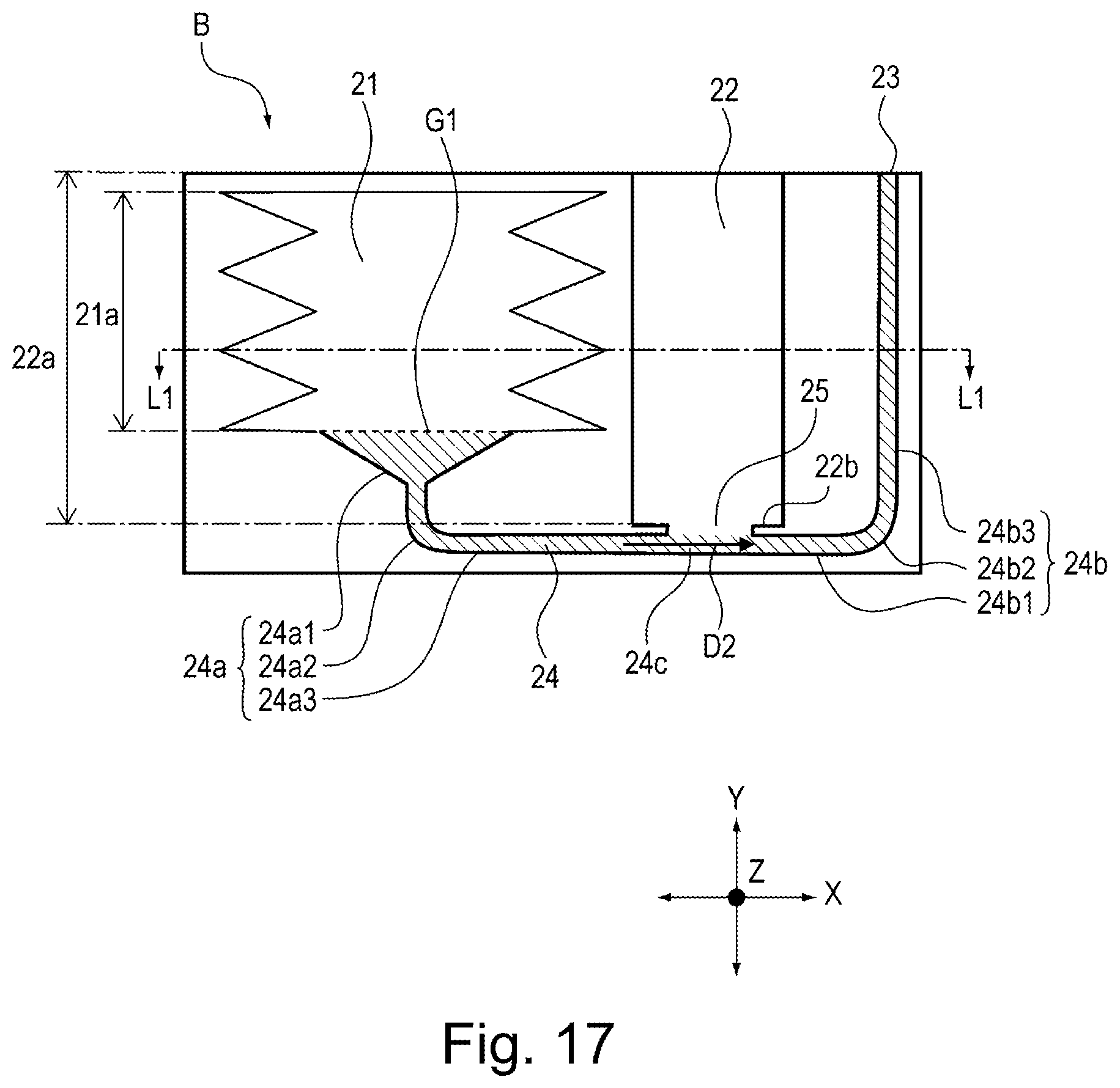 Patent US11815830 Figure 17 – Toner cartridge having a variable volume pump and a feeding path from the pump portion to a discharge opening