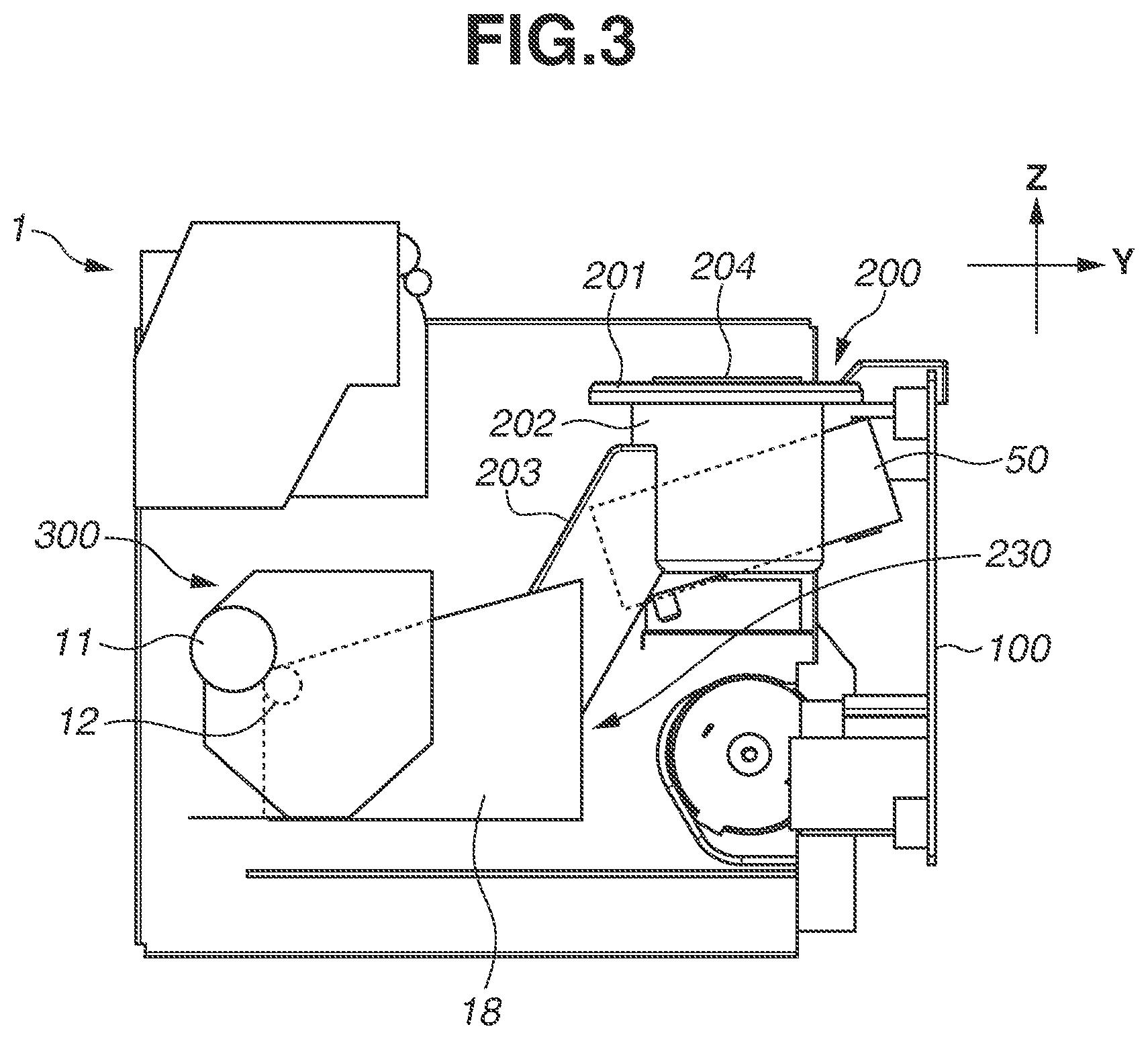Patent US11815832 Figure 3 – Image forming apparatus comprising development unit for receiving replenishment container and retractable support for supporting the development unit