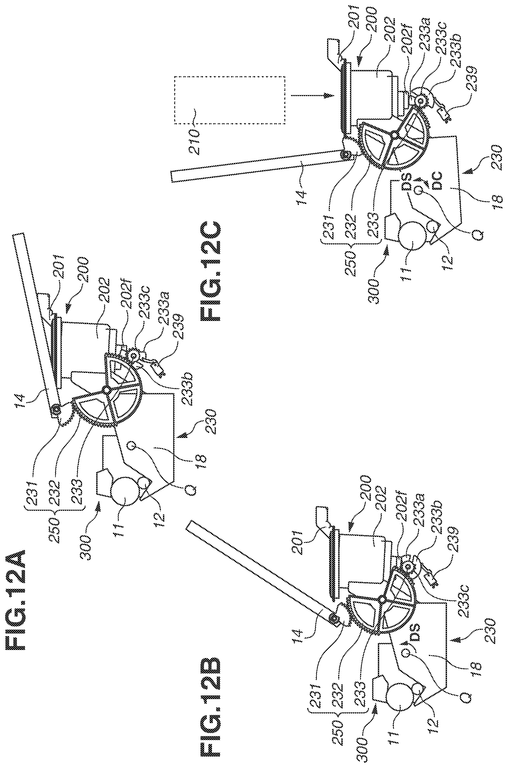 Patent US11815832 Figure 12 – Image forming apparatus comprising development unit for receiving replenishment container and retractable support for supporting the development unit