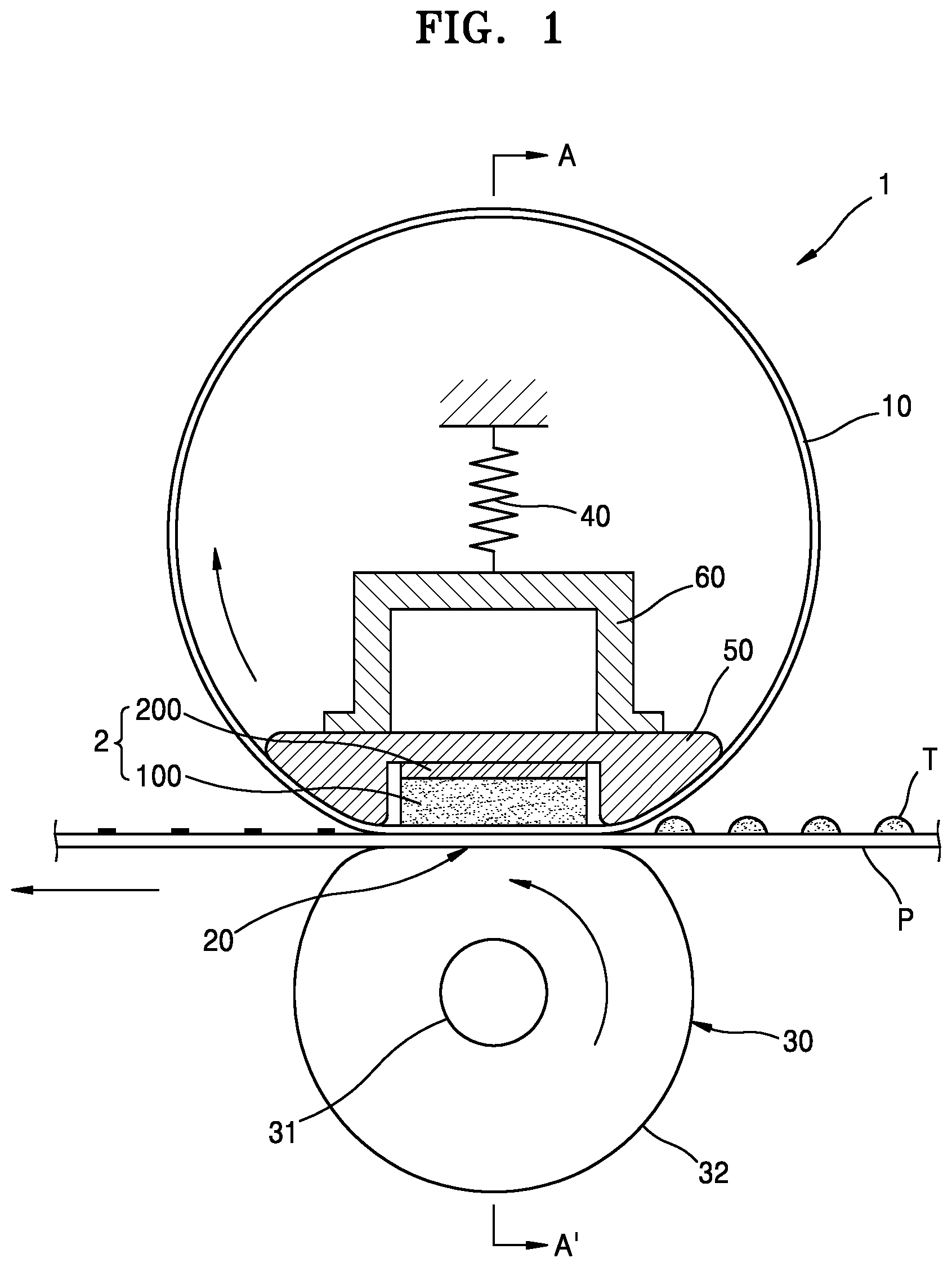 Patent US11815833 Figure 1 – Heat conduction member for preventing fuser heater from overheating