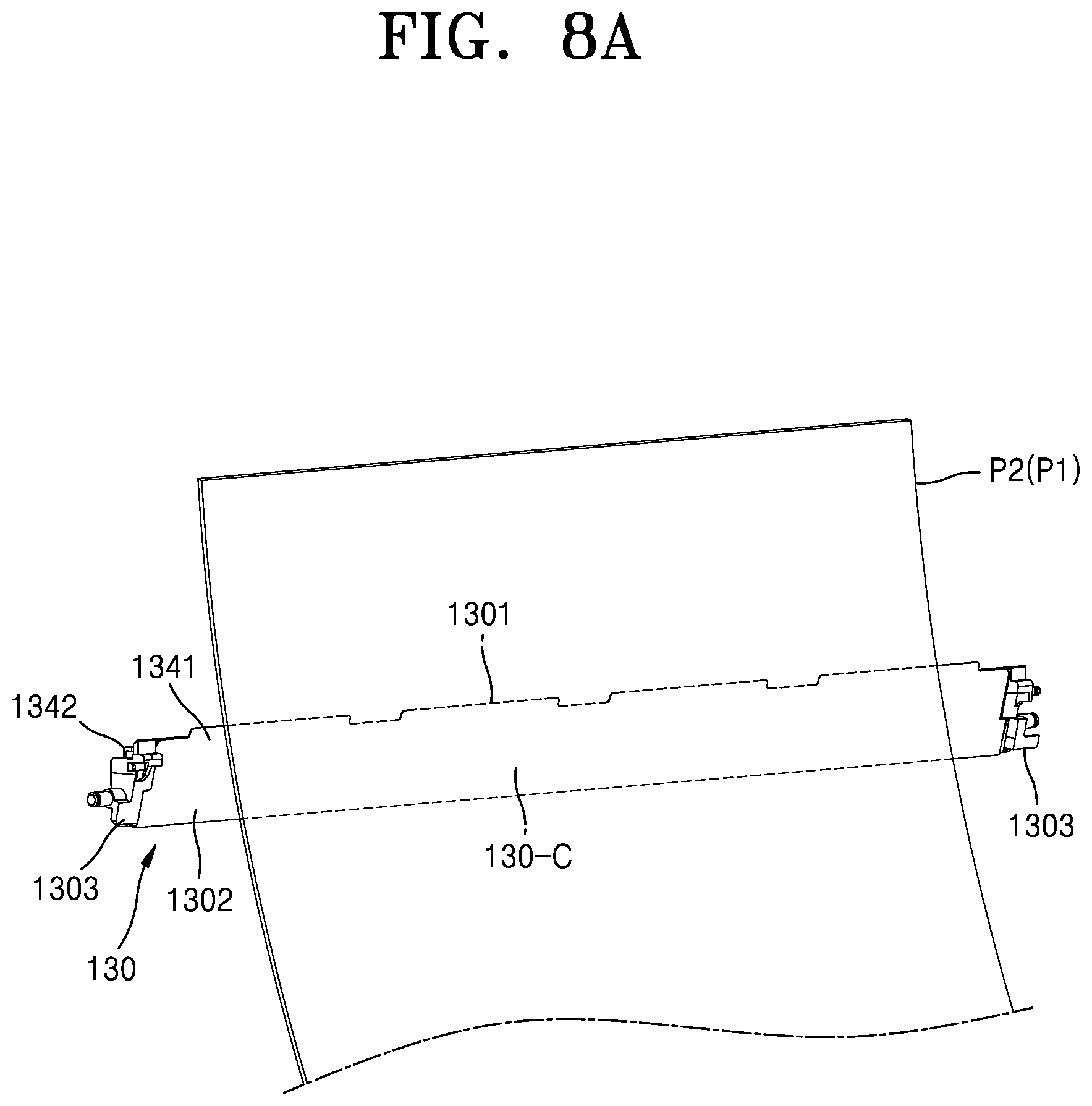 Patent US11815838 Figure 8 – Structure for adjusting paper path gap using the roller moving according to the thickness of the paper