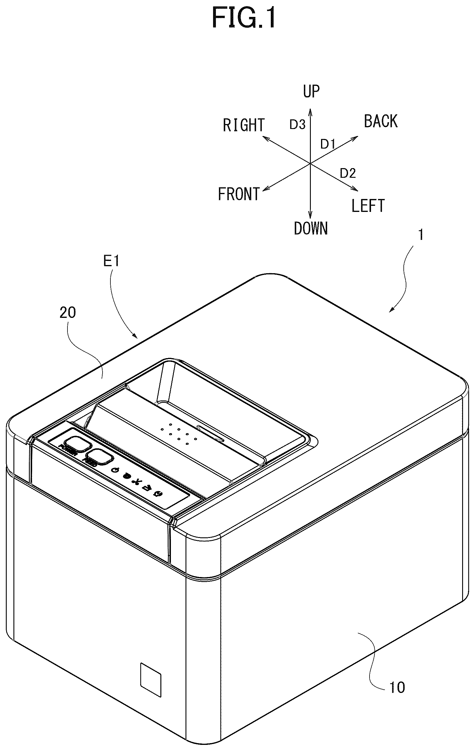 Patent US11815840 Figure 1 – Printer with housing for rolled paper