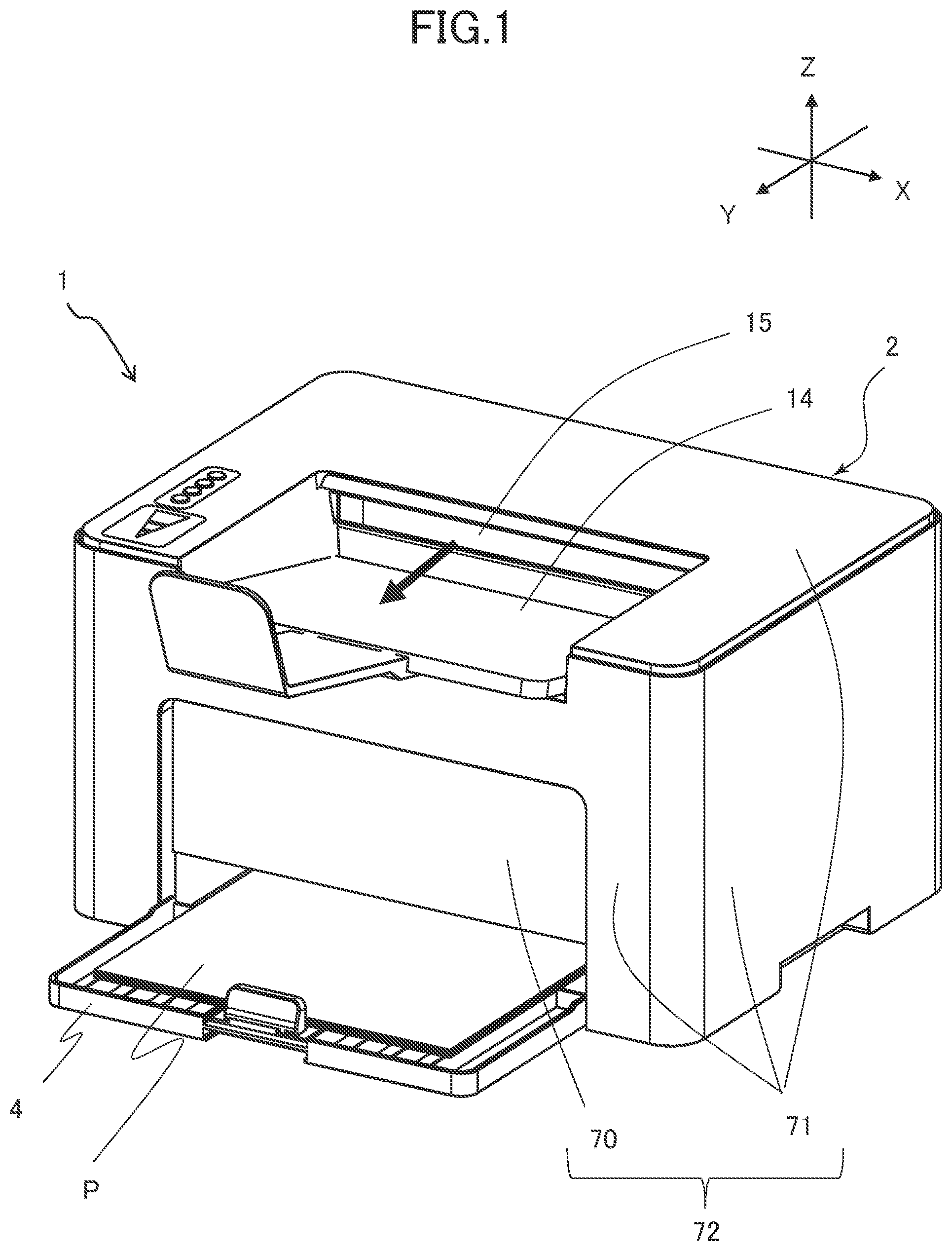Patent US11815844 — Image forming apparatus including a detachable unit with positioning portions — Figure 1