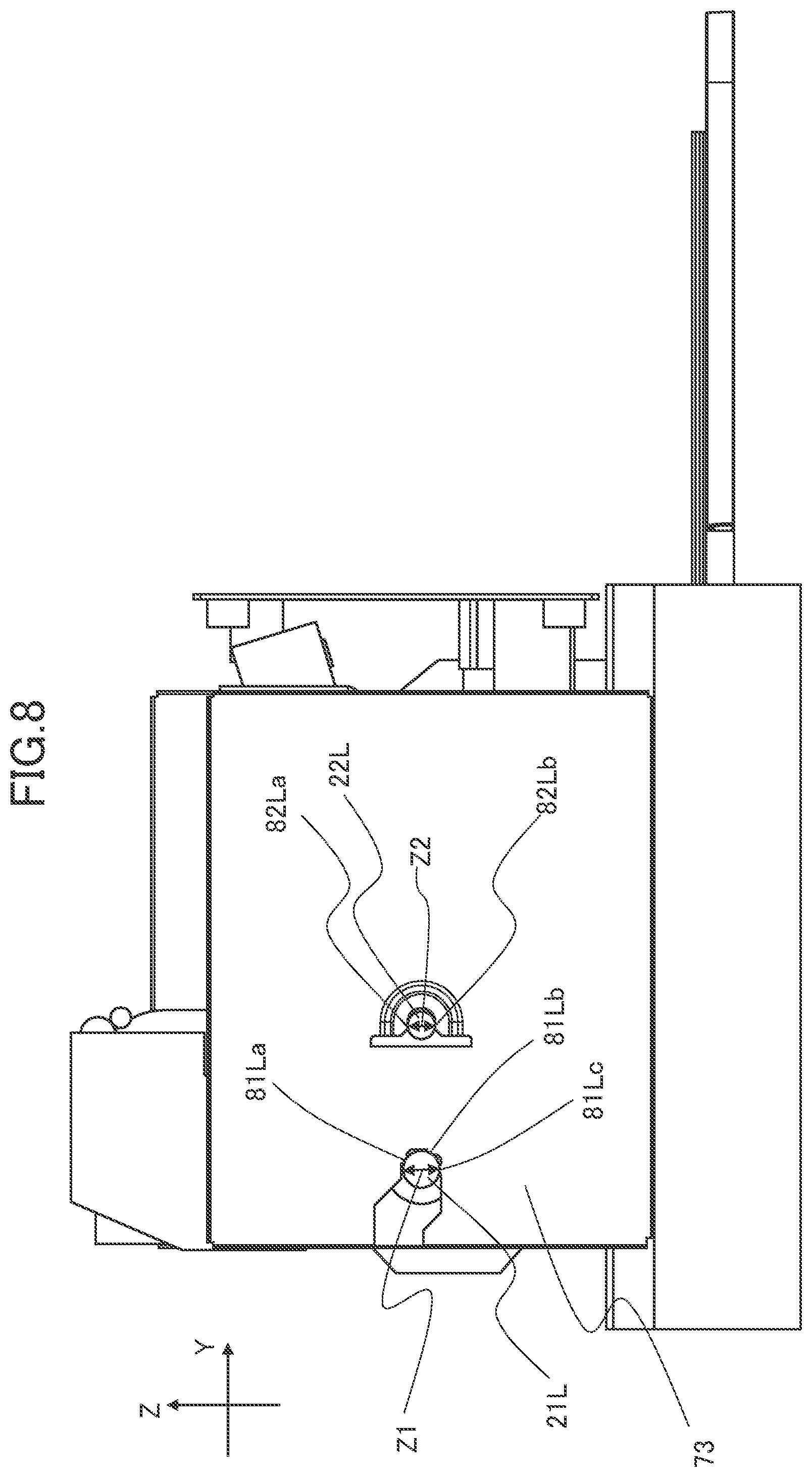 Patent US11815844 Figure 8 – Image forming apparatus including a detachable unit with positioning portions