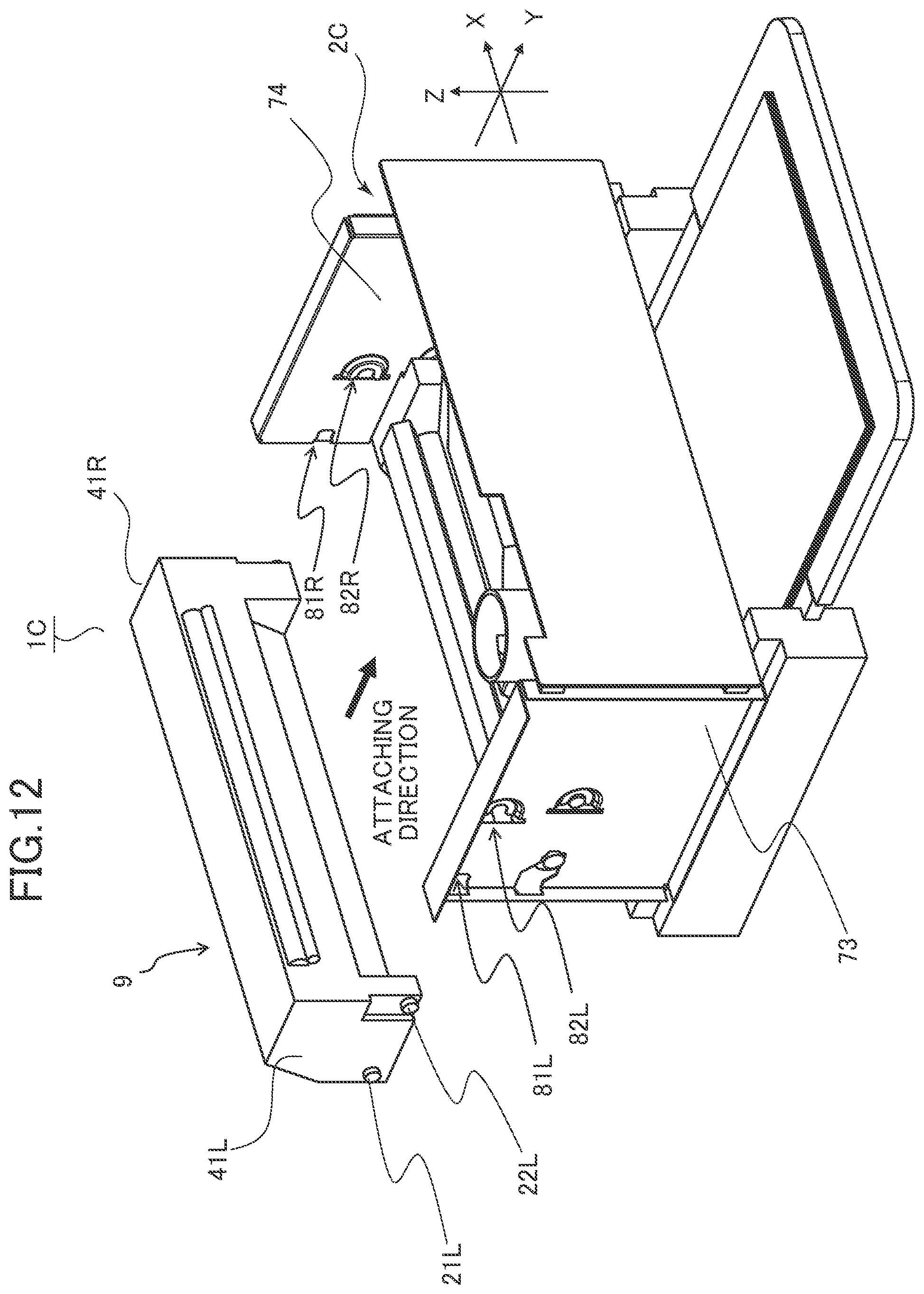 Patent US11815844 Figure 12 – Image forming apparatus including a detachable unit with positioning portions