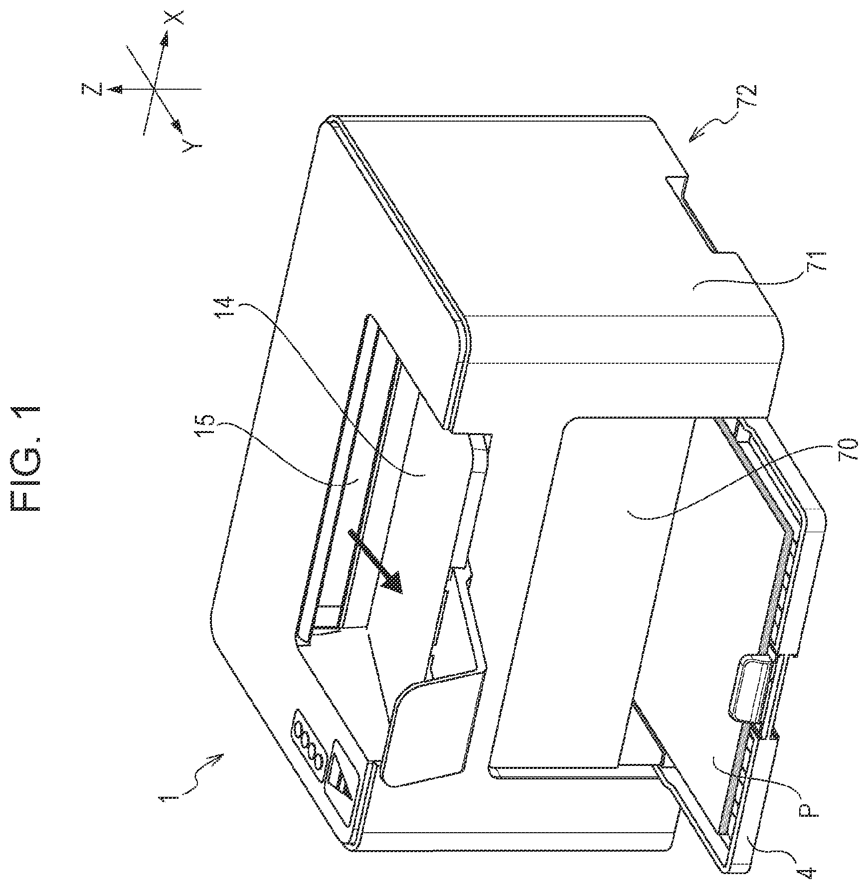 Patent US11815845 Figure 1 – Image forming apparatus having a rotatable opening and closing part