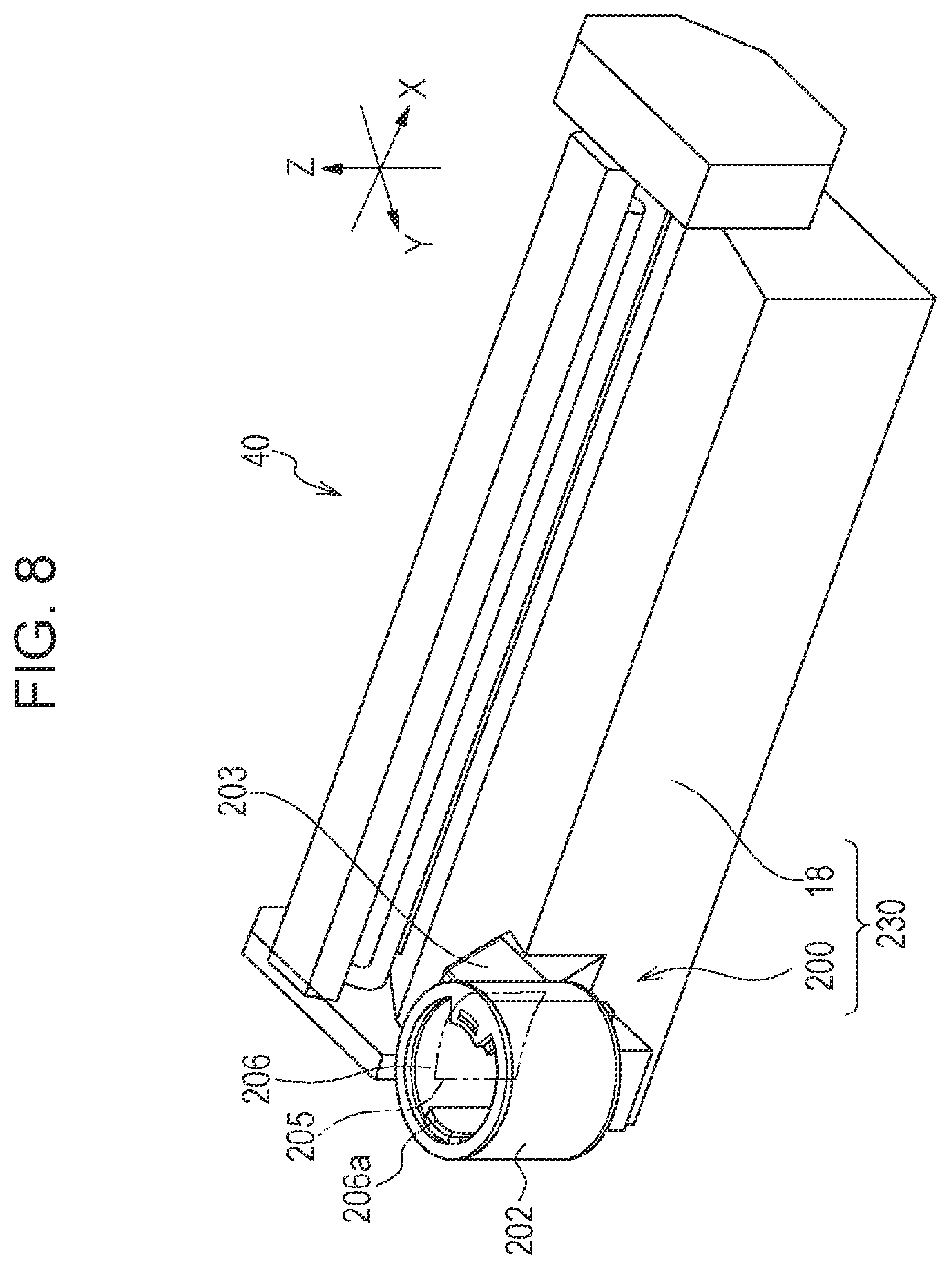 Patent US11815845 Figure 8 – Image forming apparatus having a rotatable opening and closing part