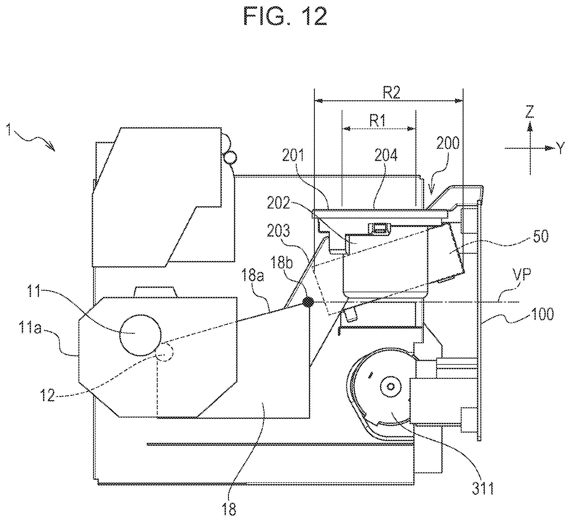 Patent US11815845 Figure 12 – Image forming apparatus having a rotatable opening and closing part