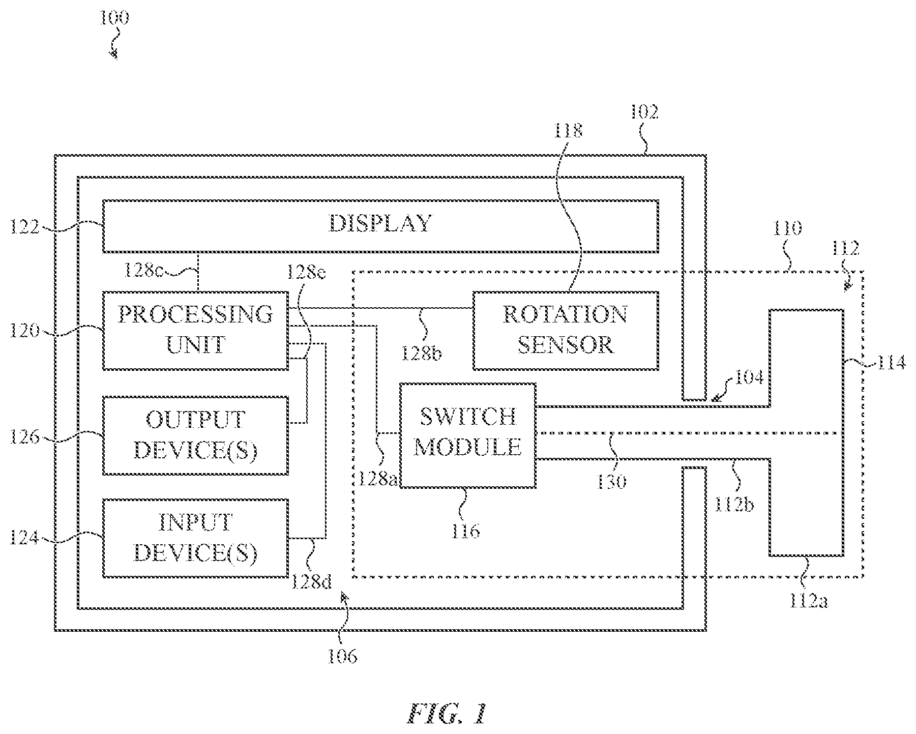 Patent US11815860 Figure 1 – Switch module for electronic crown assembly