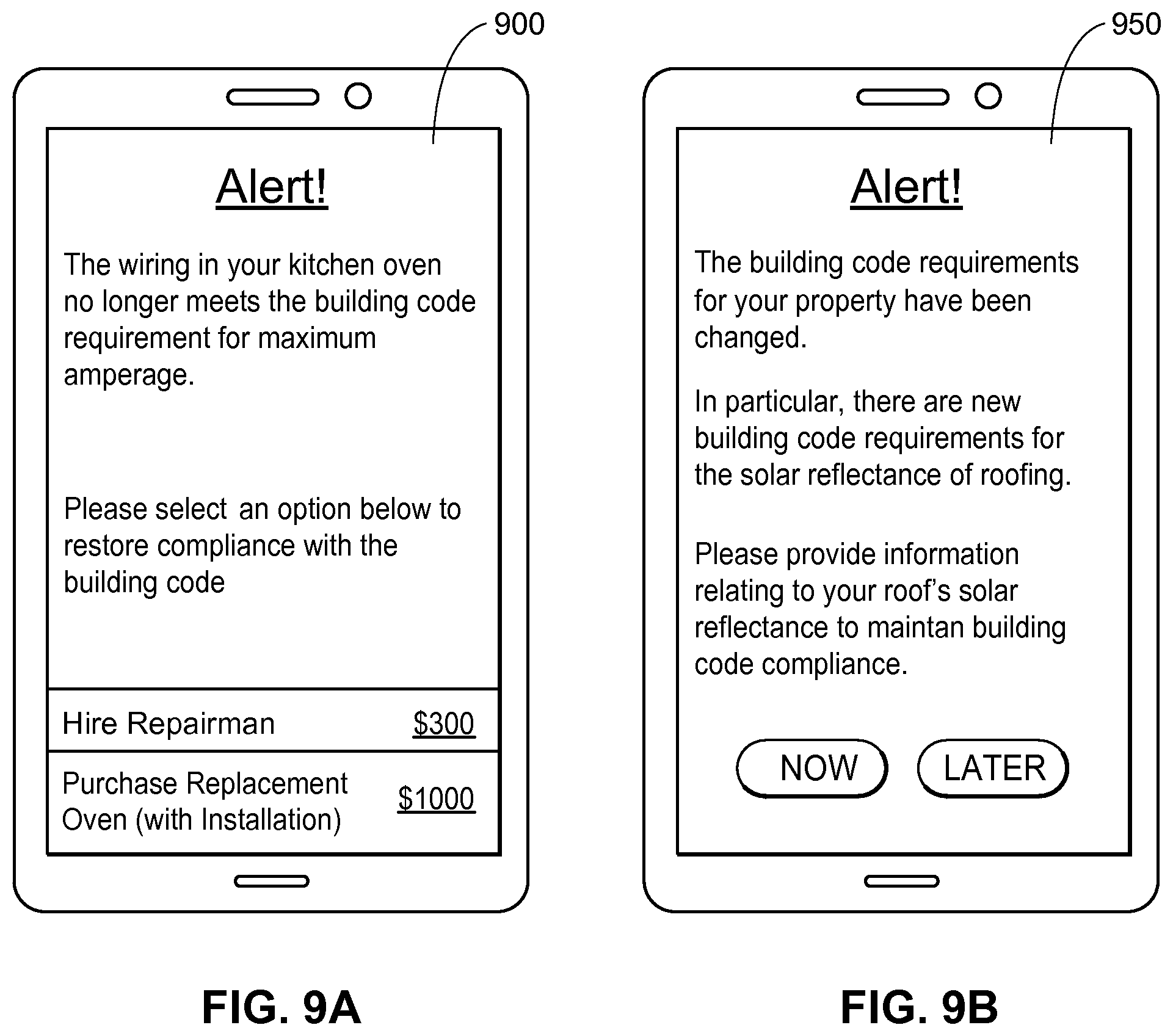 Patent US11815864 Figure 9 – Systems and methods for managing building code compliance for a property