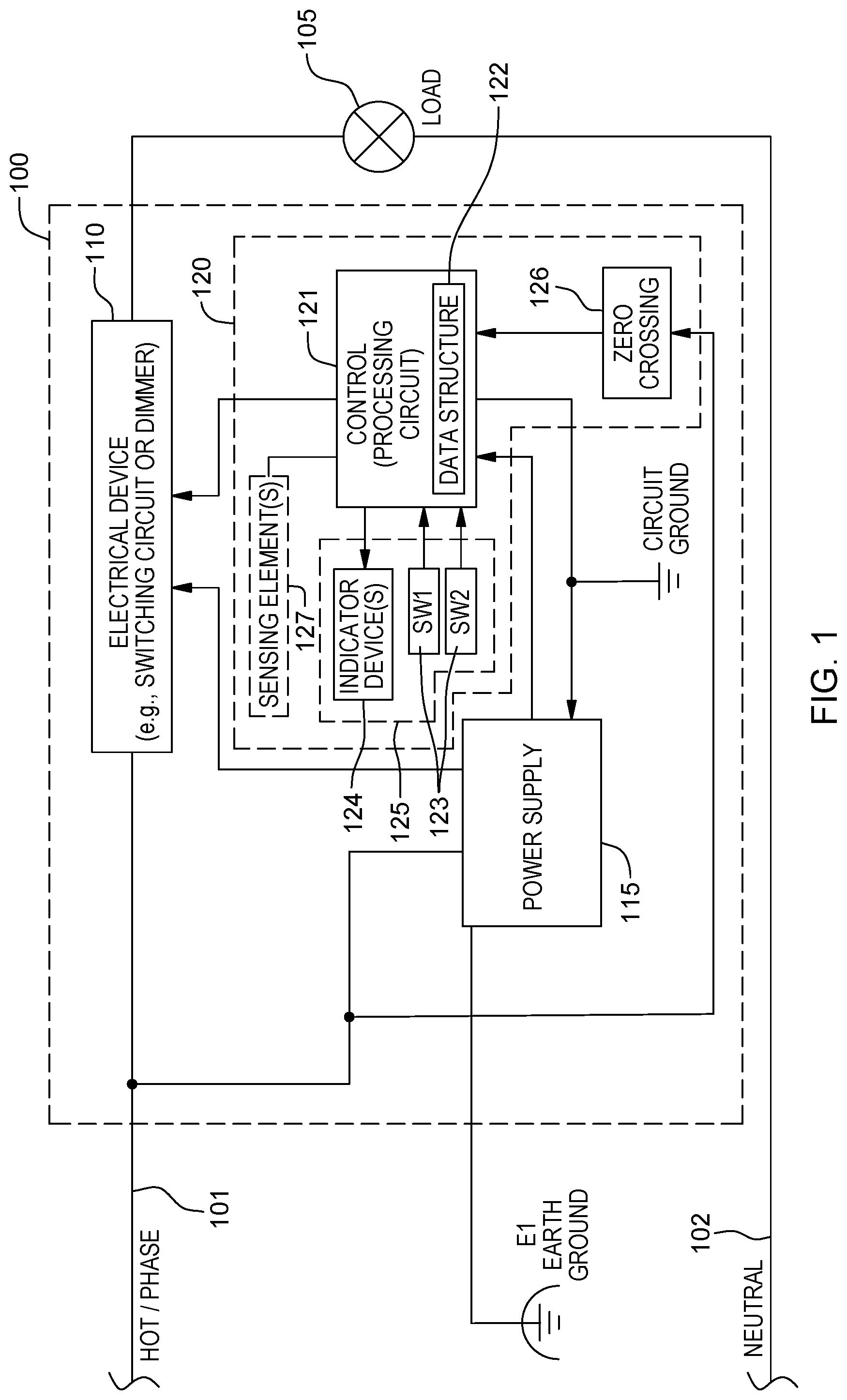 Patent US11815868 — Load control with integral control interface — Figure 1