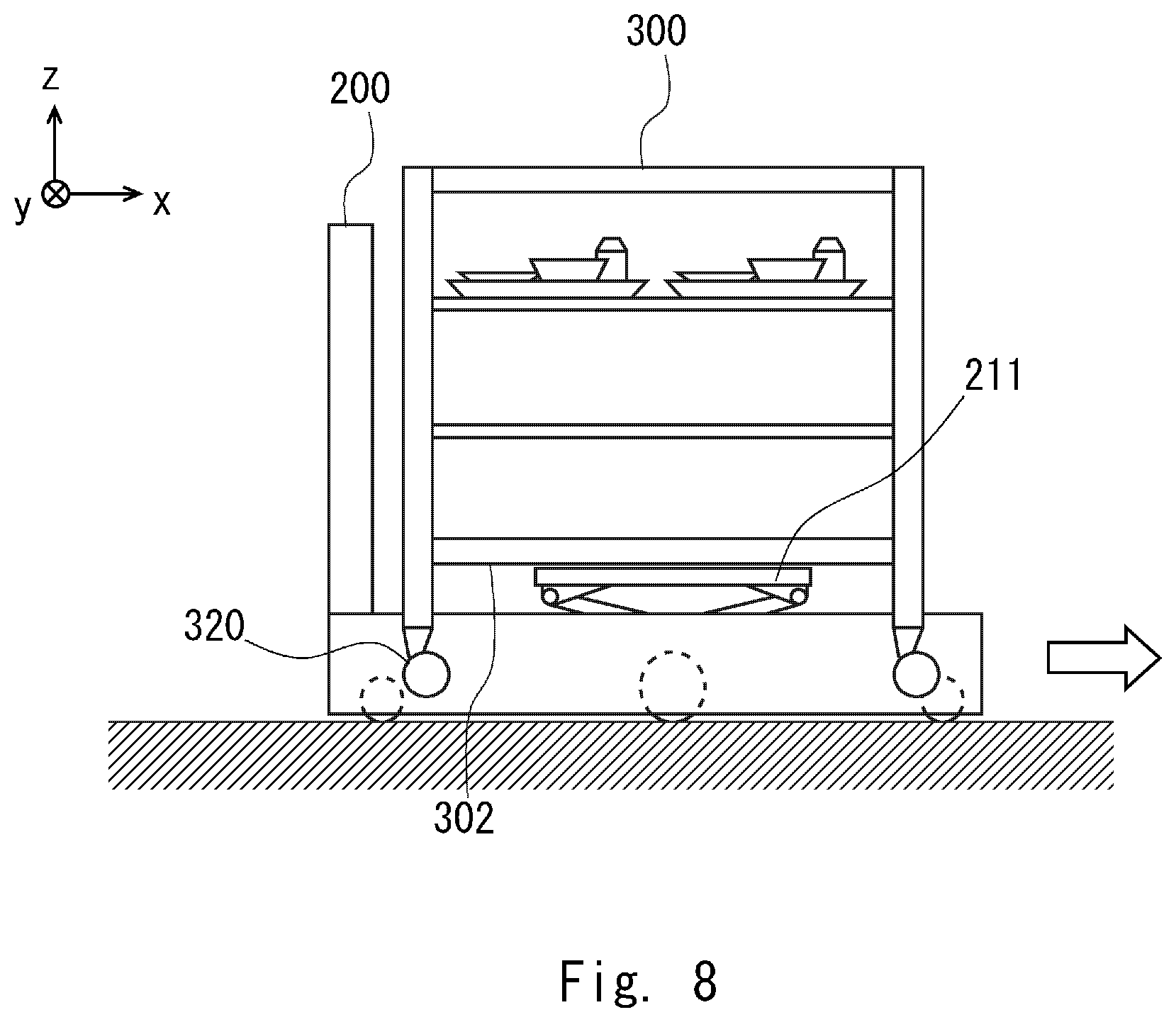 Patent US11815883 Figure 8 – Conveyance system, conveyance method, and program