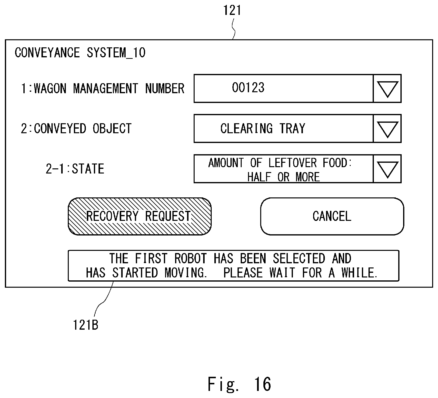Patent US11815883 Figure 16 – Conveyance system, conveyance method, and program
