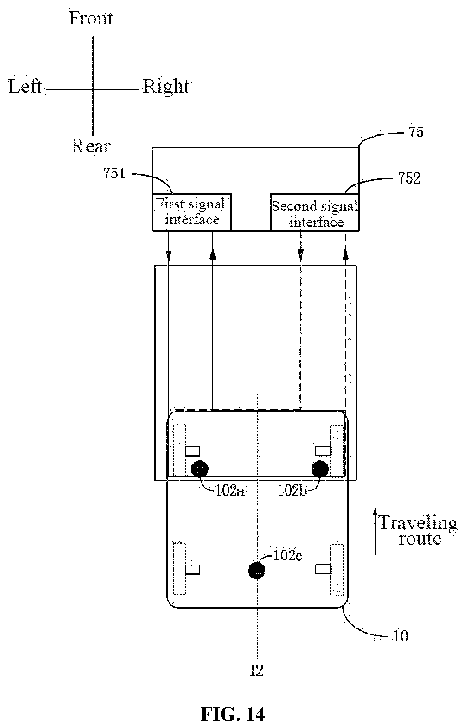 Patent US11815901 Figure 10 – Self-driving device system and charging station