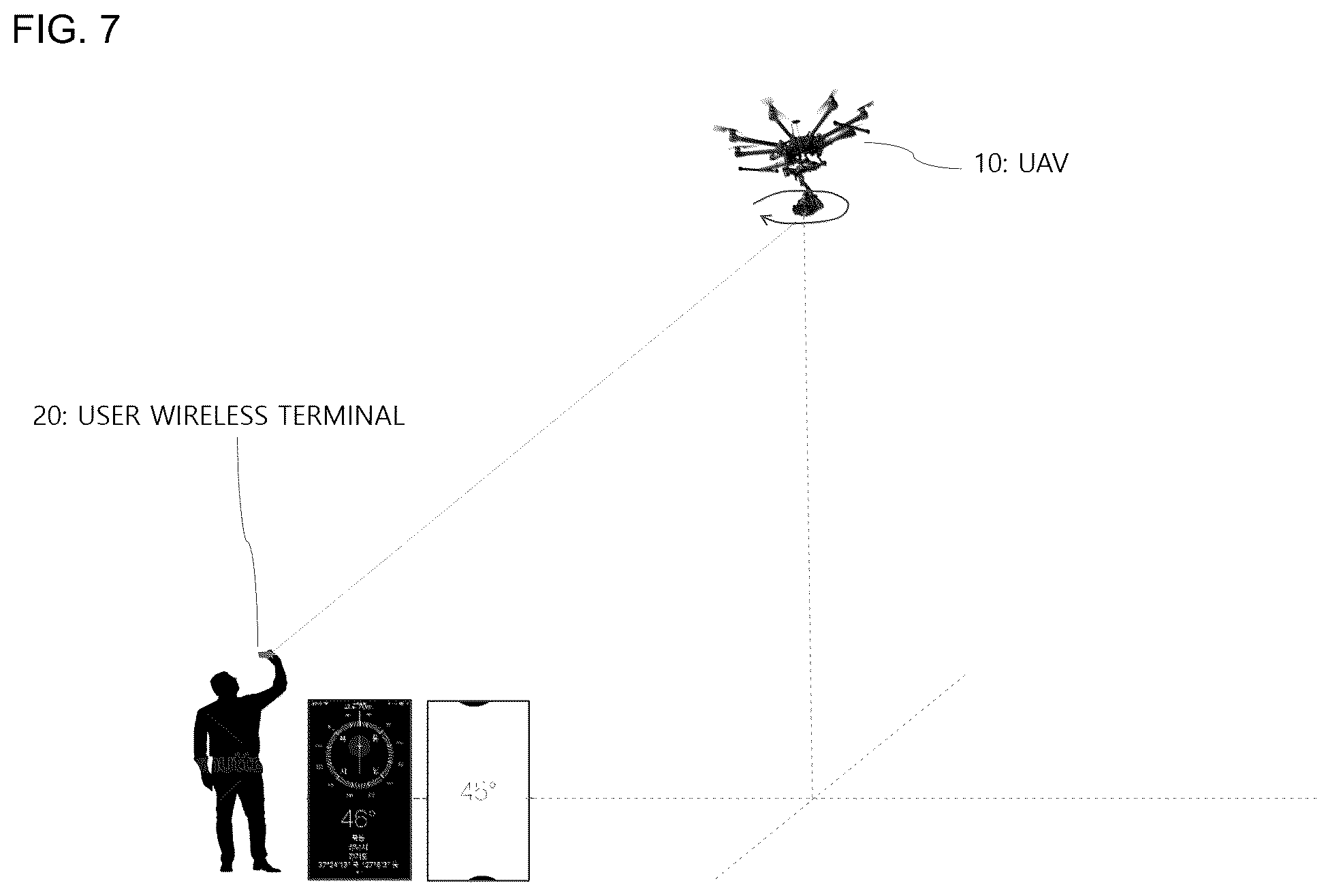 Patent US11815913 Figure 7 – Mutual recognition method between unmanned aerial vehicle and wireless terminal
